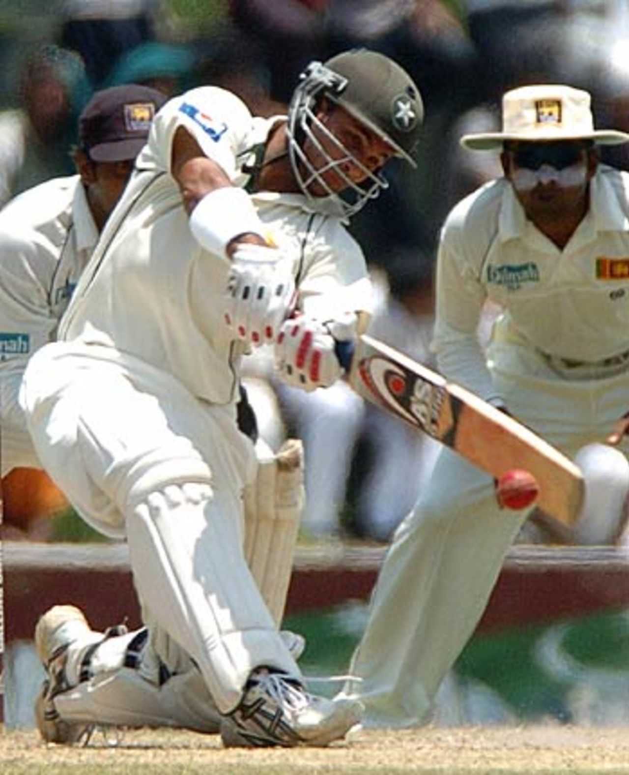 Imran Farhat launches into a slog-sweep as Pakistan power towards their target, Sri Lanka v Pakistan, 2nd Test, Kandy, April 5, 2006