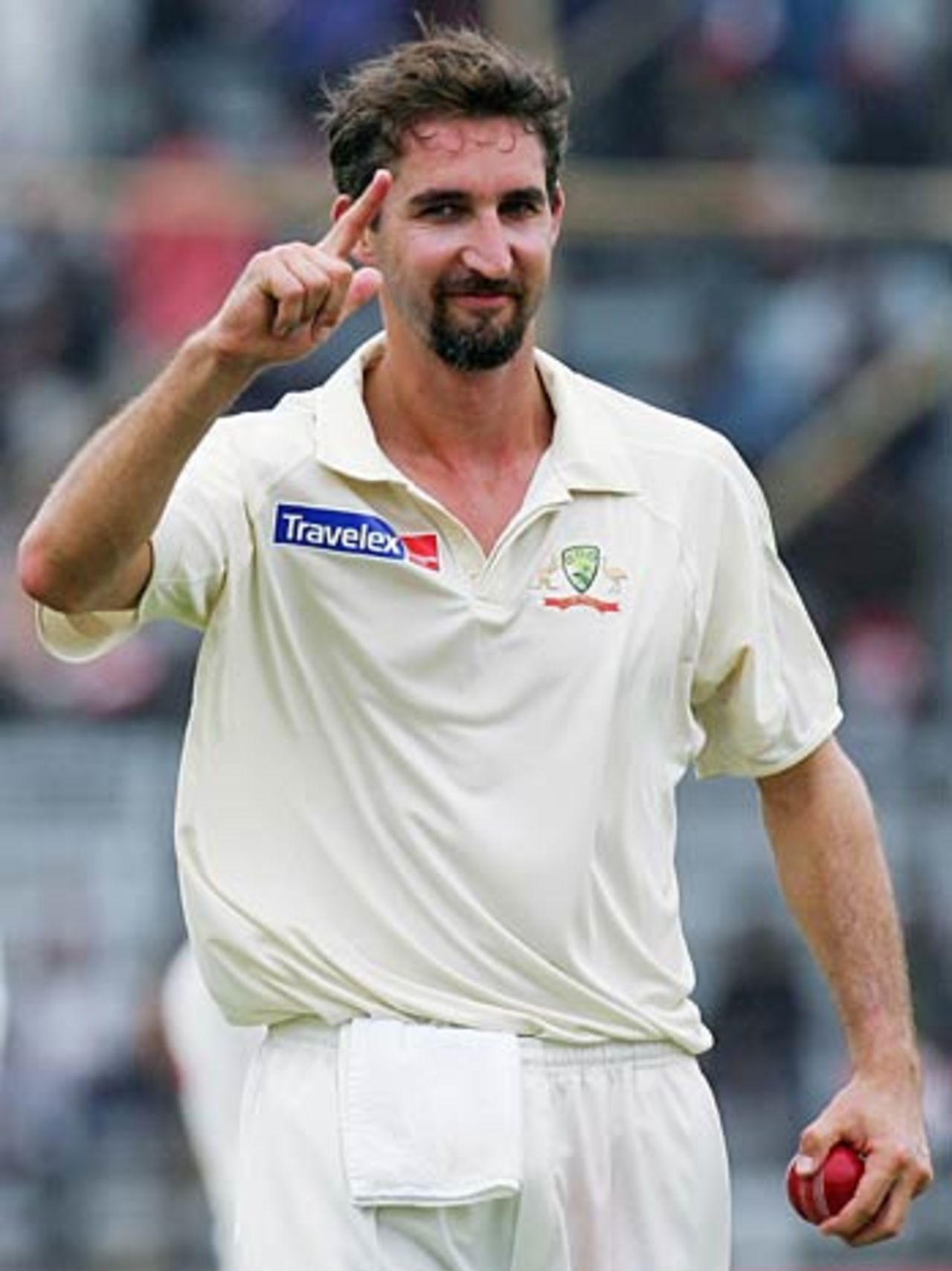 Gotcha! Jason Gillespie takes his first wicket on his fifth ball in his comeback Test, Bangladesh v Australia, 1st Test, Fatullah, April 9, 2006