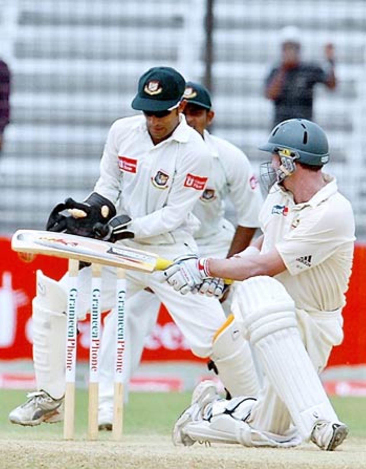 Michael Hussey is cleaned up by Enamul Haque, Bangladesh v Australia, 1st Test, Fatullah, 4th day, April 12, 2006