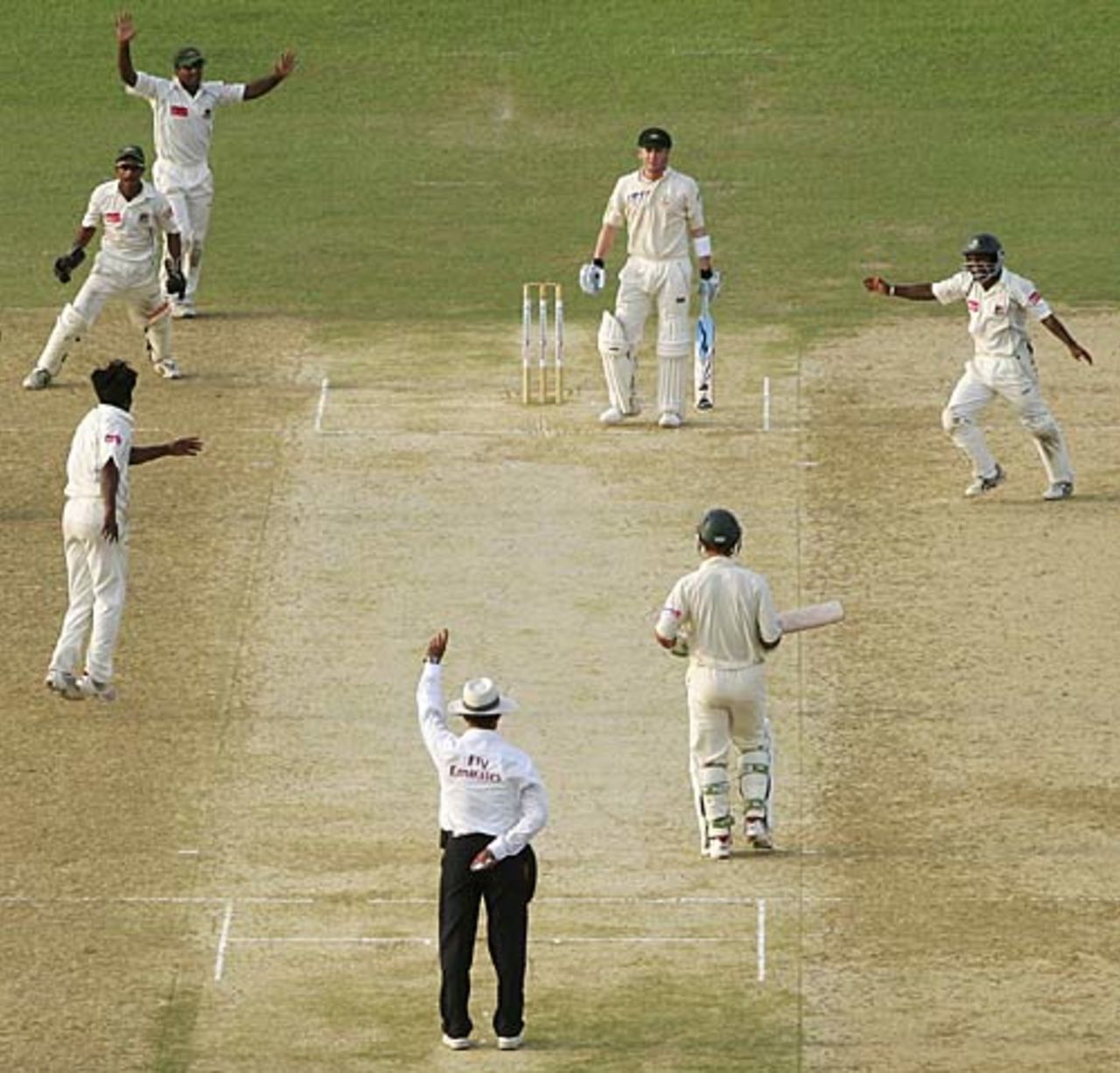 Michael Clarke is caught by Khaled Mashud off Mohammad Rafique, Bangladesh v Australia, 1st Test, Fatullah, 4th day, April 12, 2006