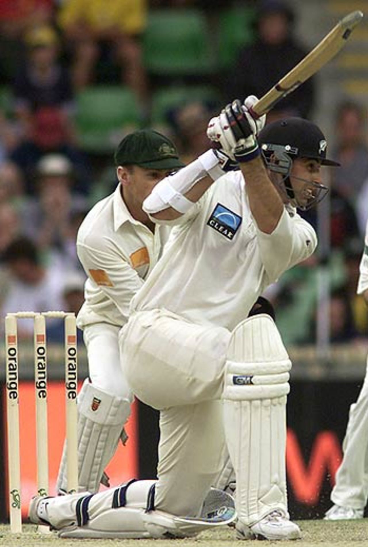 Stephen Fleming drives during his century at Perth, Australia v New Zealand, 3rd Test, Perth, 1st day, November 30, 2001