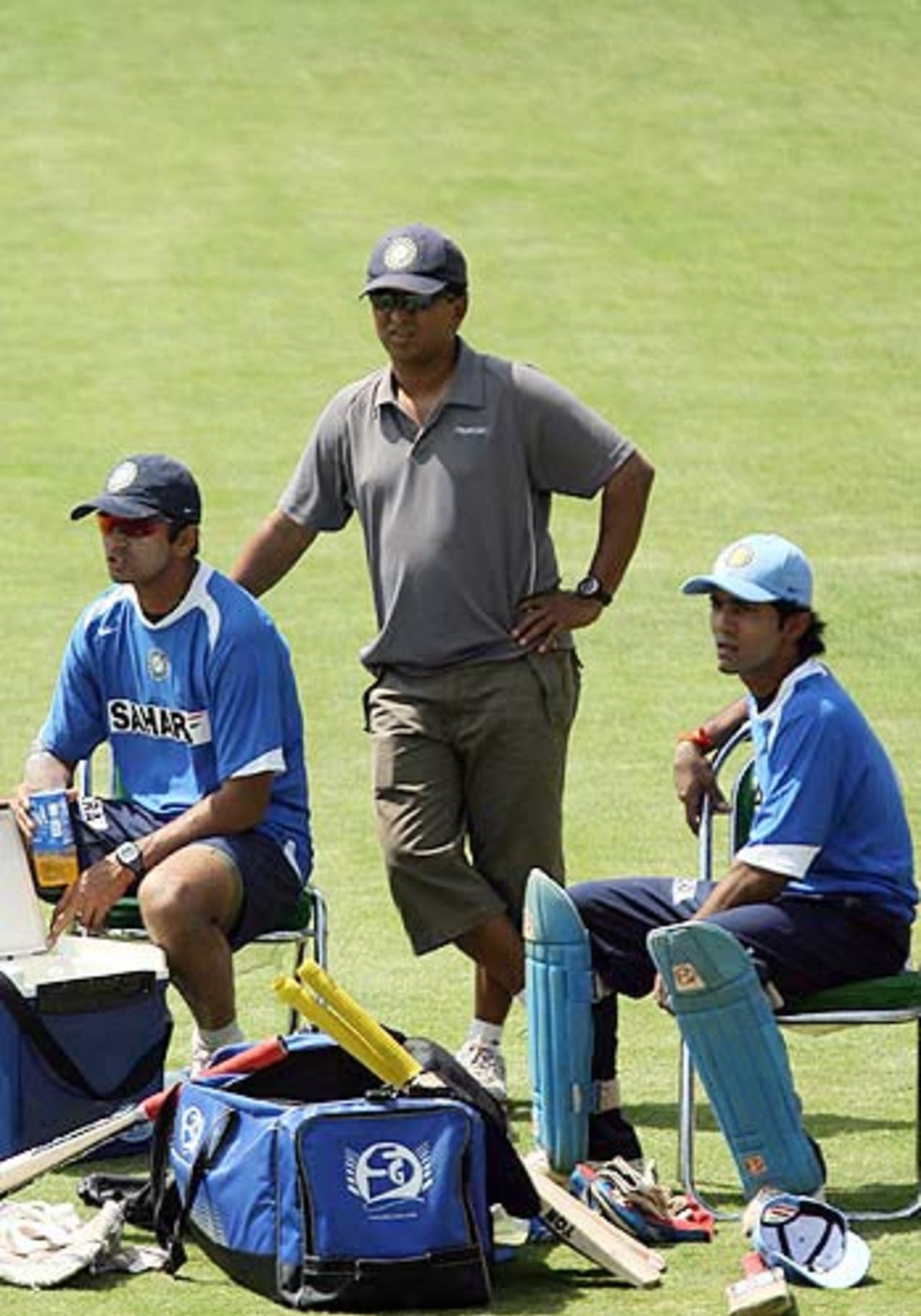 Kiran More oversees the practice session before the final ODI against England, India v England, 7th ODI, Indore, April 14, 2006