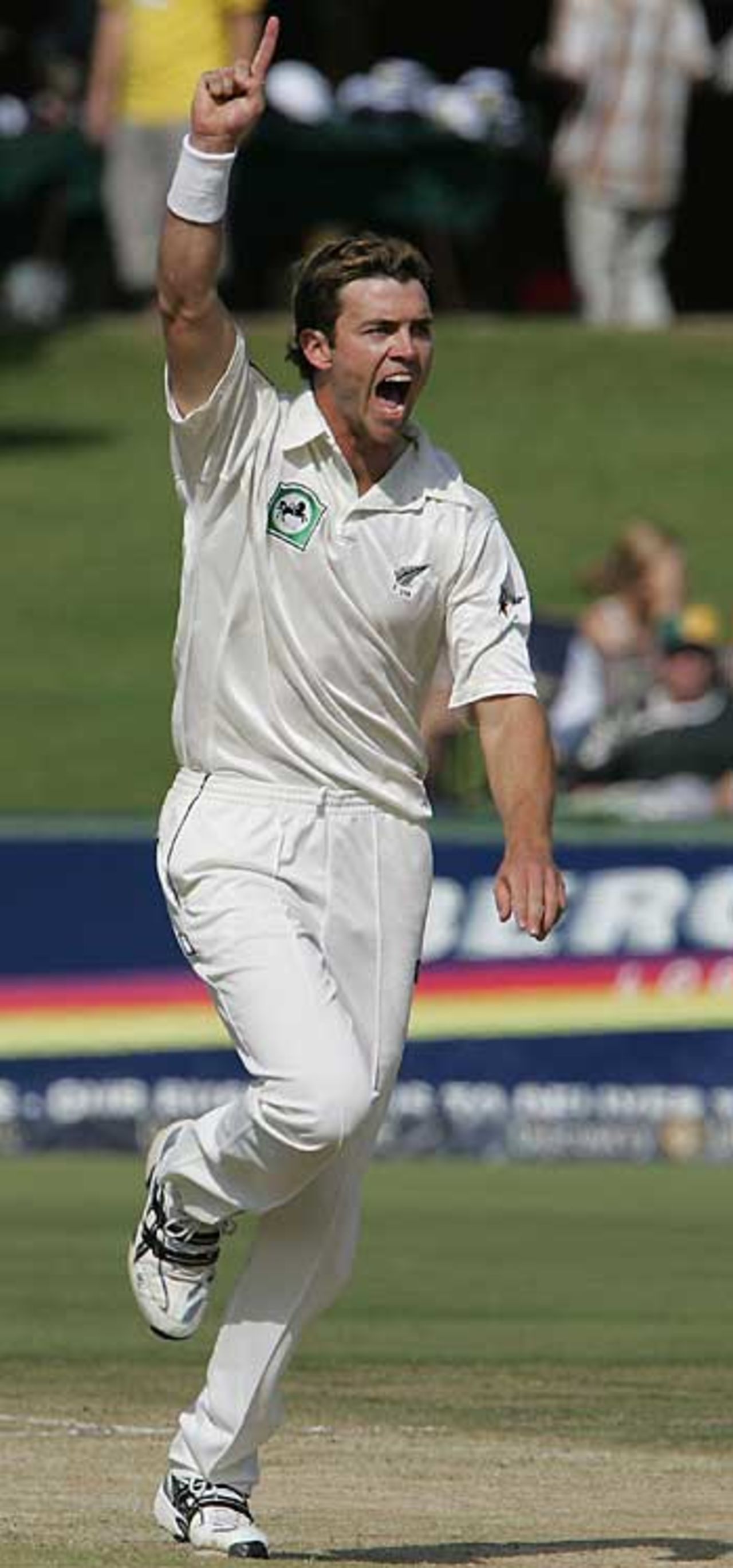 James Franklin celebrates a wicket as New Zealand dominate, South Africa v New Zealand, 1st Test, Centurion Park, April 17, 2006