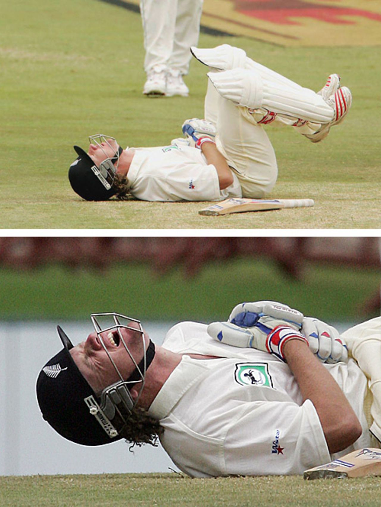 Hamish Marshall is struck a fearful blow in his chest, South Africa v New Zealand, 1st Test, Centurion Park, April 18, 2006