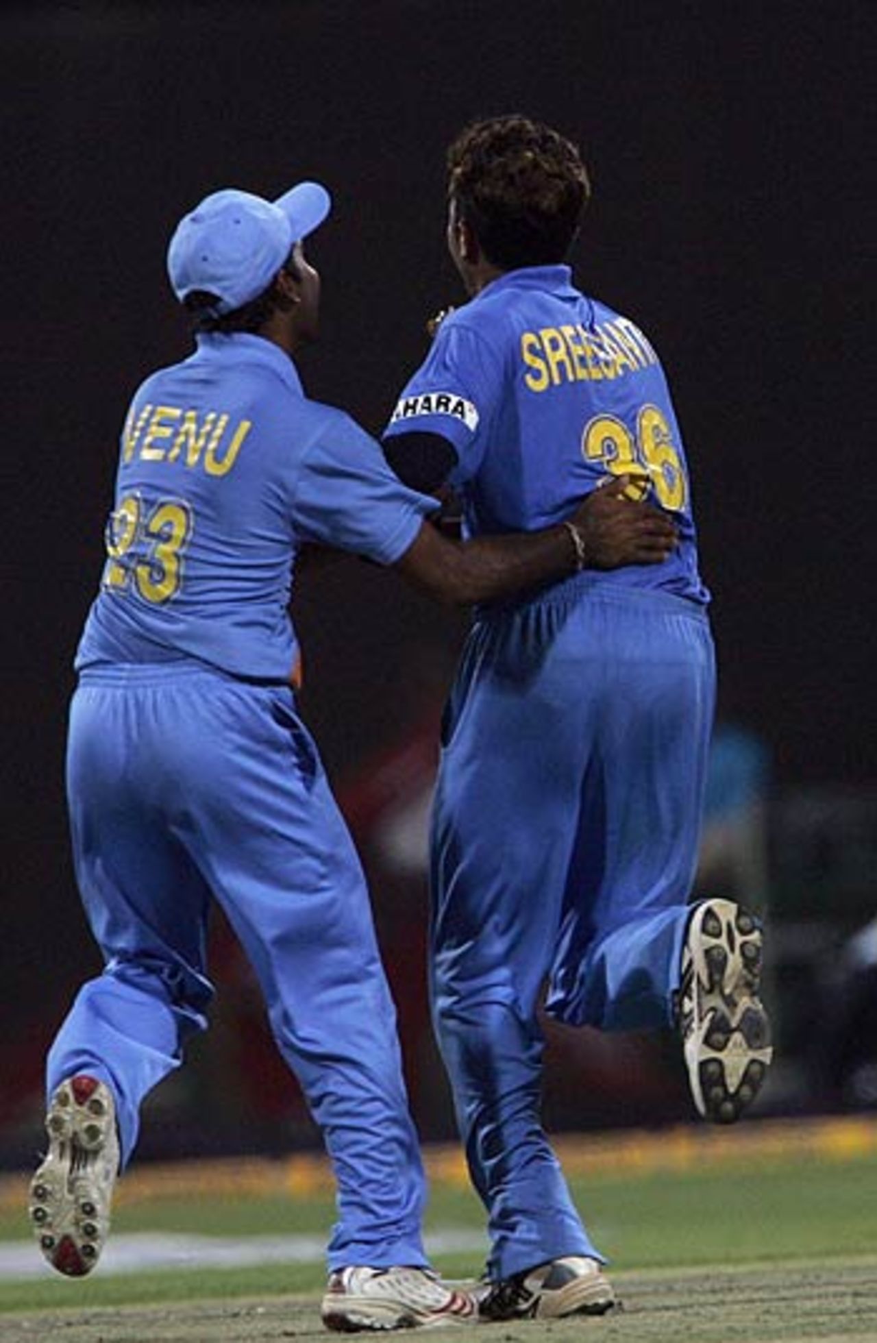 Sreesanth reacts after getting rid of Shoaib Malik, India v Pakistan, DLF Cup, Zayad Cricket Stadium, Abu Dhabi, April 18, 2006