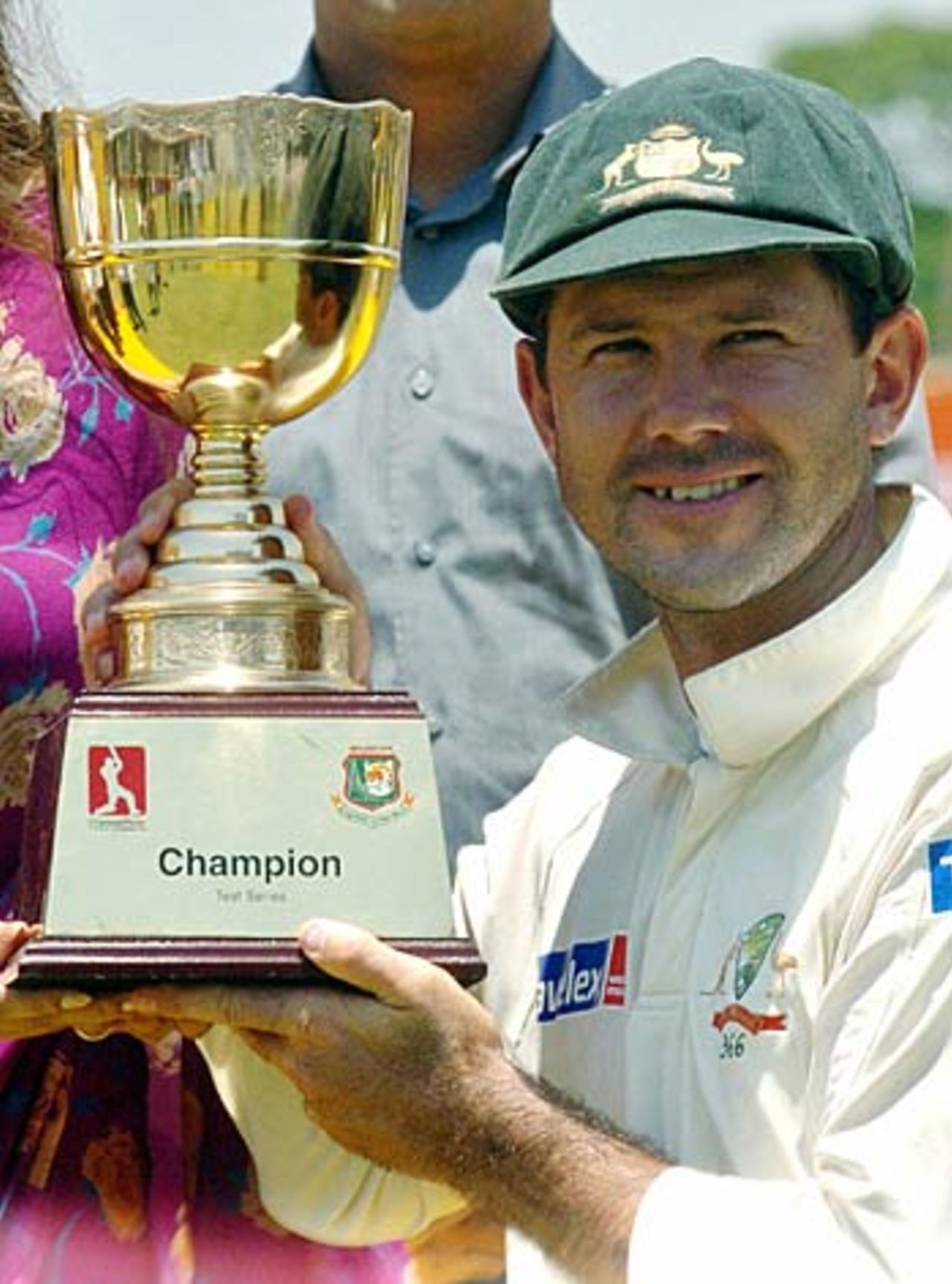Ricky Ponting poses with the trophy, Bangladesh v Australia, 2nd Test, Chittagong, April 20, 2006