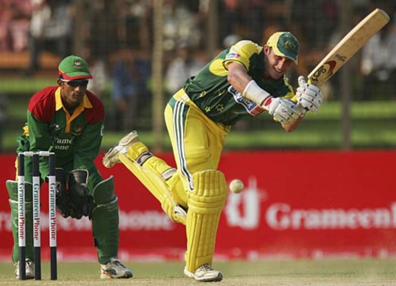 Michael Hussey steered Australia home with an unbeaten 36, Bangladesh v Australia, 1st ODI, Chittagong, April 23, 2006