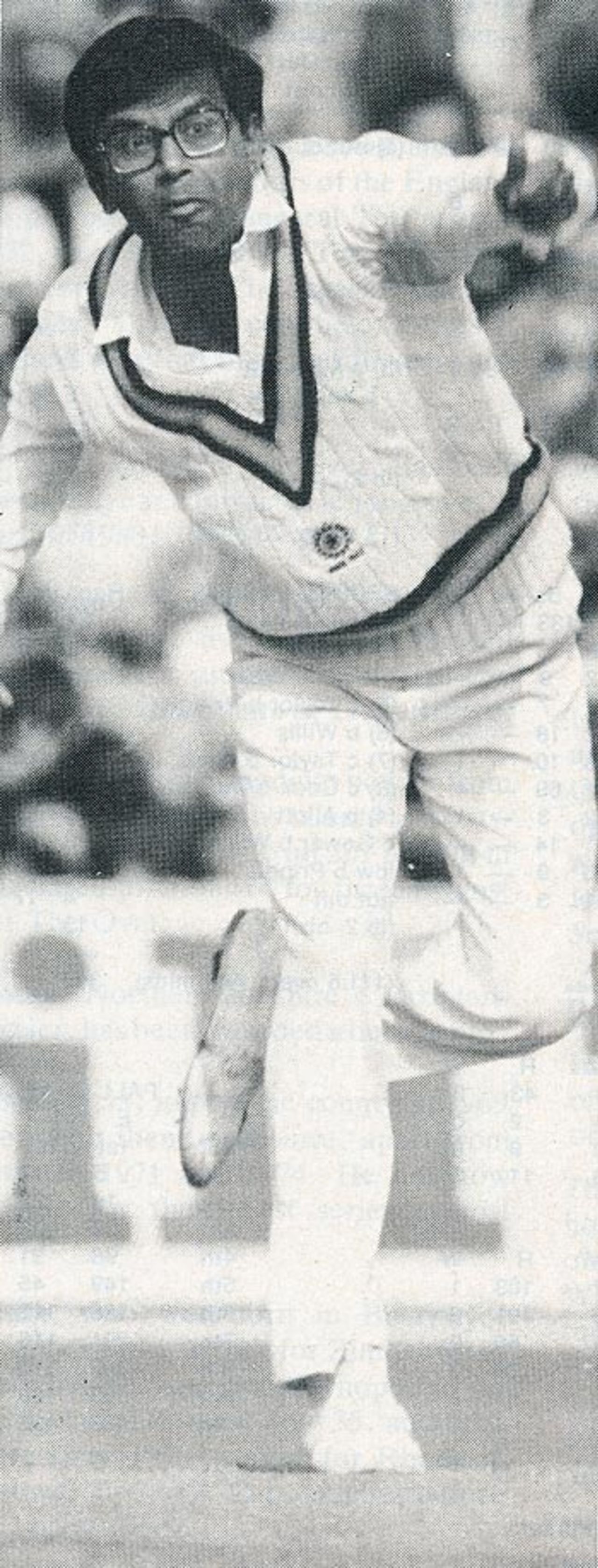 Dilip Doshi in action during the 1982 England tour