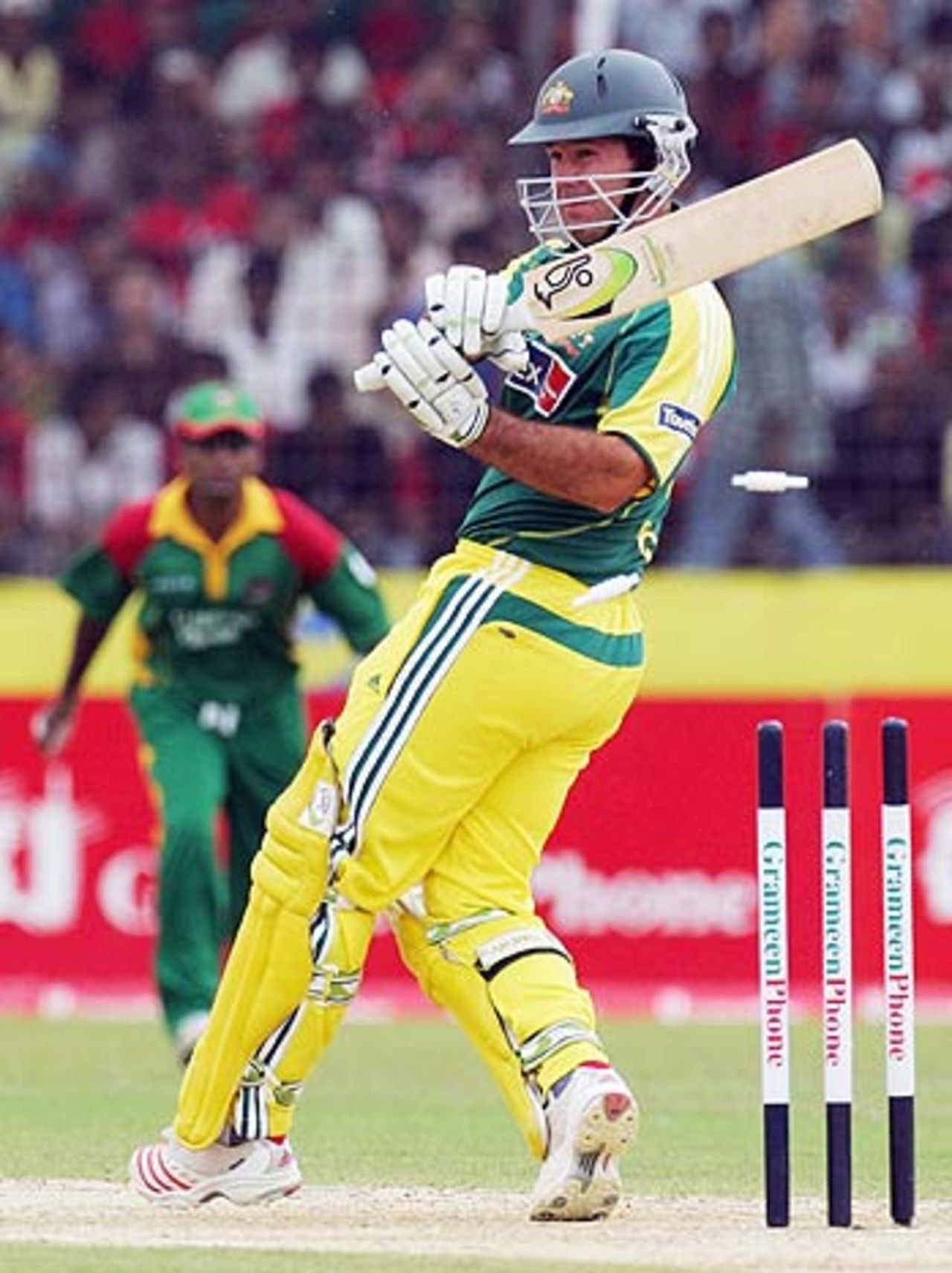 Ricky Ponting inside-edged a pull on to his stumps, Bangladesh v Australia, 2nd ODI, Fatullah, April 26, 2006