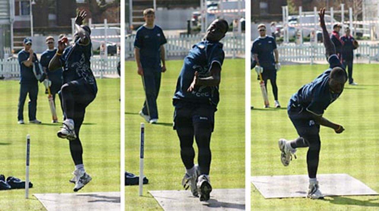Robbie Joseph in the nets ahead of the first day's play, Middlesex v Kent, Lord's, April 26, 2006