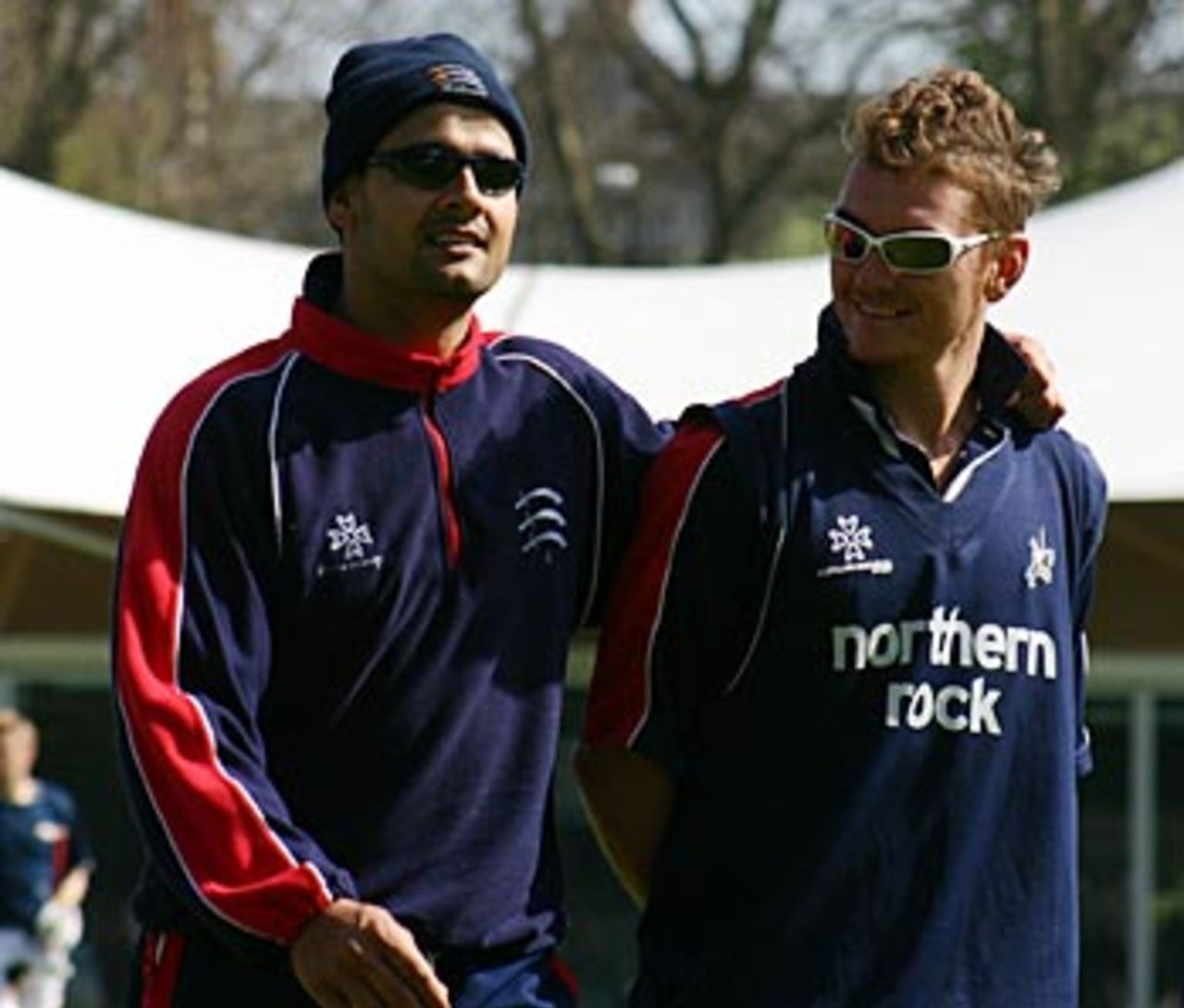 A relaxed Owais Shah and Chad Keegan ahead of the first day's play, Middlesex v Kent, Lord's, April 26, 2006