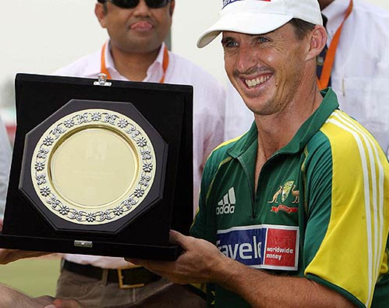 Brad Hogg in a cheerful mood after being named the Man of the Series, Bangladesh v Australia, 3rd ODI, Fatullah, April 28, 2006