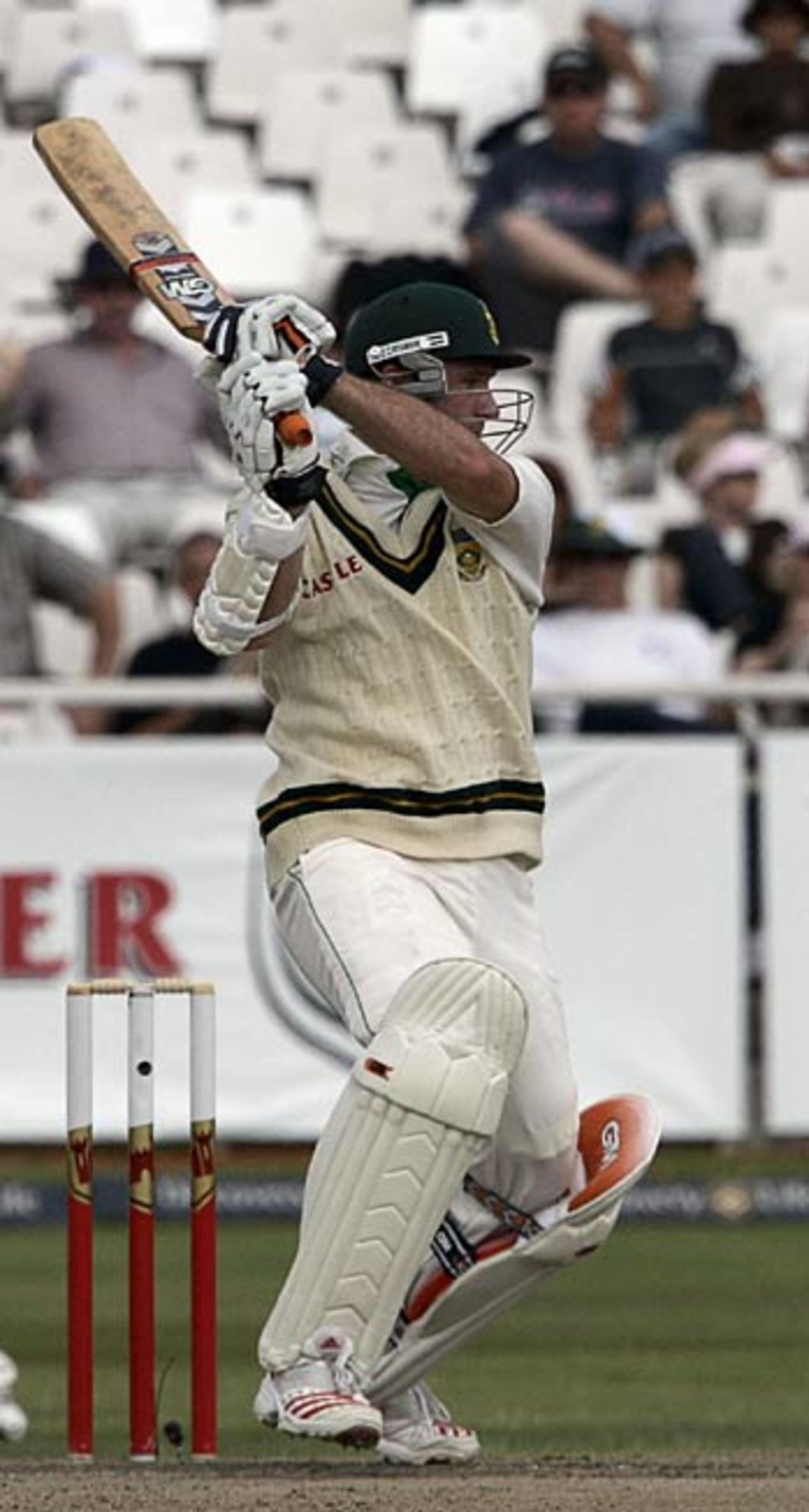 Graeme Smith cuts hard early in South Africa's innings, but soon fell to Jeetan Patel, South Africa v New Zealand, 2nd Test, Cape Town, April 29, 2006