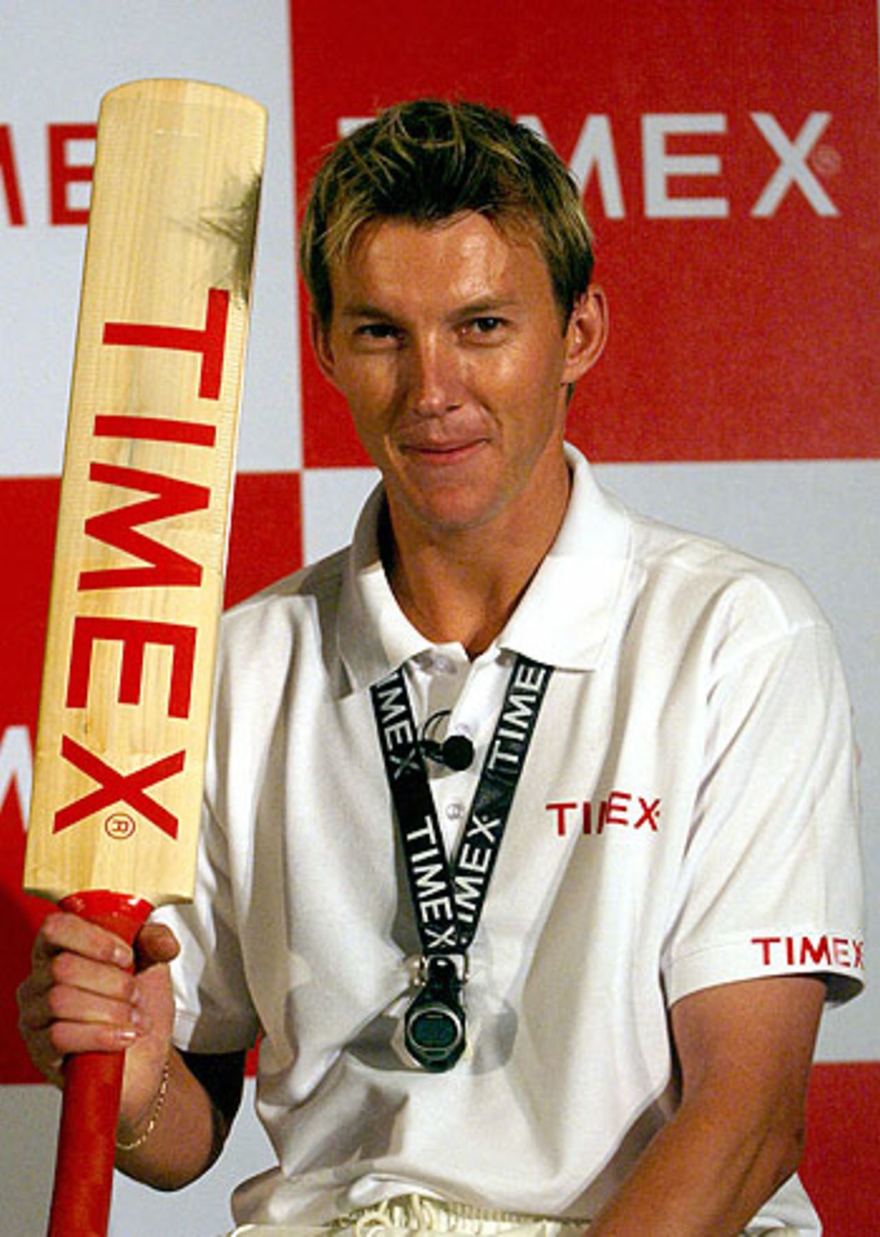 Brett Lee at a product launch in New Delhi, May 2, 2006