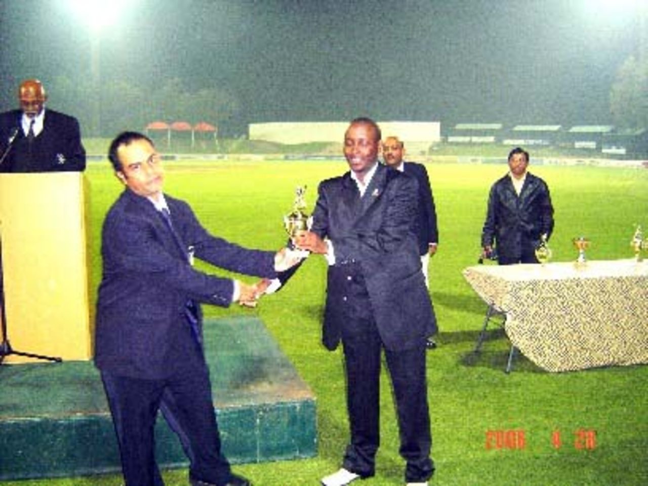 Mozambique player M. Sidat receiving a Man of the Match trophy