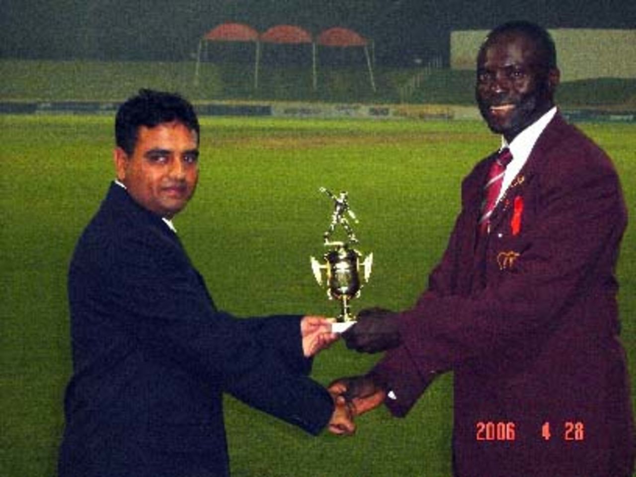 Mozambique player Z. Patel receiving a Man of the Match trophy