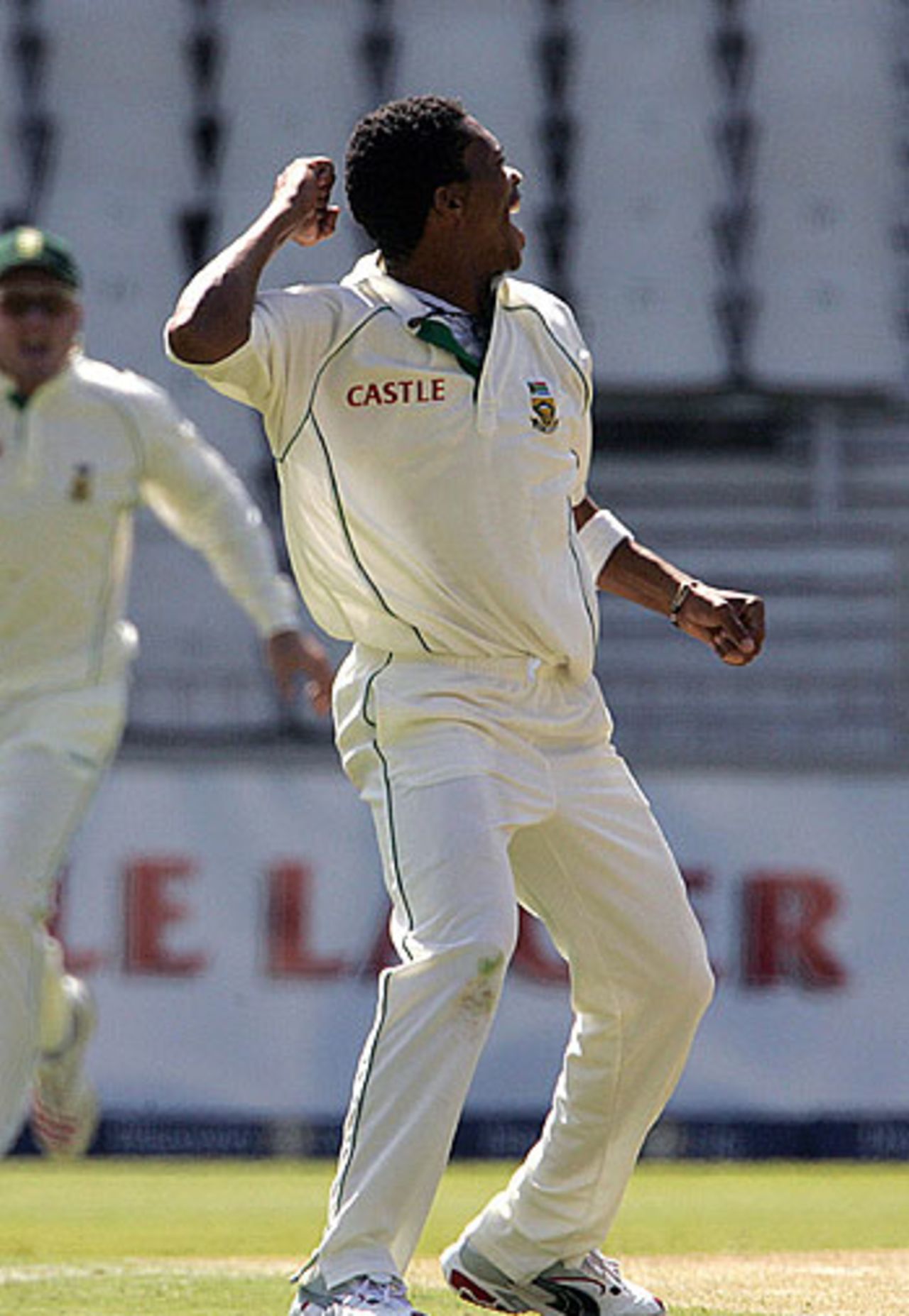 Makhaya Ntini celebrates another wicket on the first day at Johannesburg, South Africa v New Zealand, 3rd Test, May 5, 2006