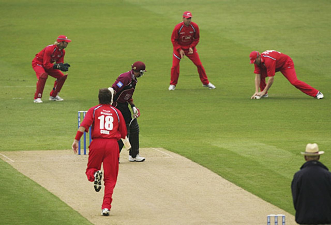 Usman Afzaal is dropped by Andrew Flintoff at second slip, Northamptonshire v Lancashire, C&G Trophy, Northampton, May 7, 2006