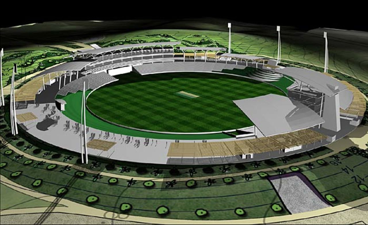 Artist's impression of the Brian Lara Stadium, May 7, 2006