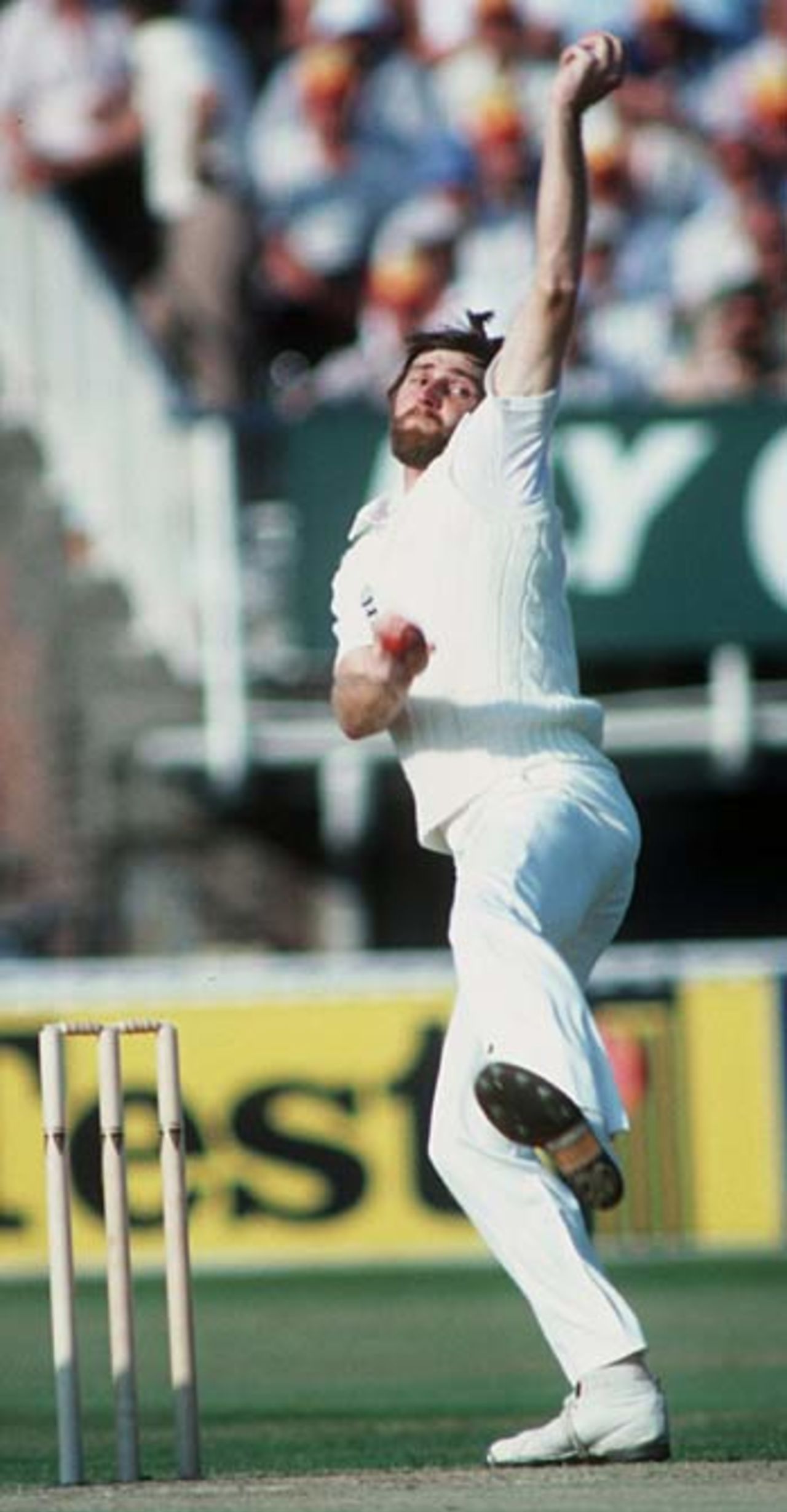Chris Old bowling during the 1981 Headingley Test