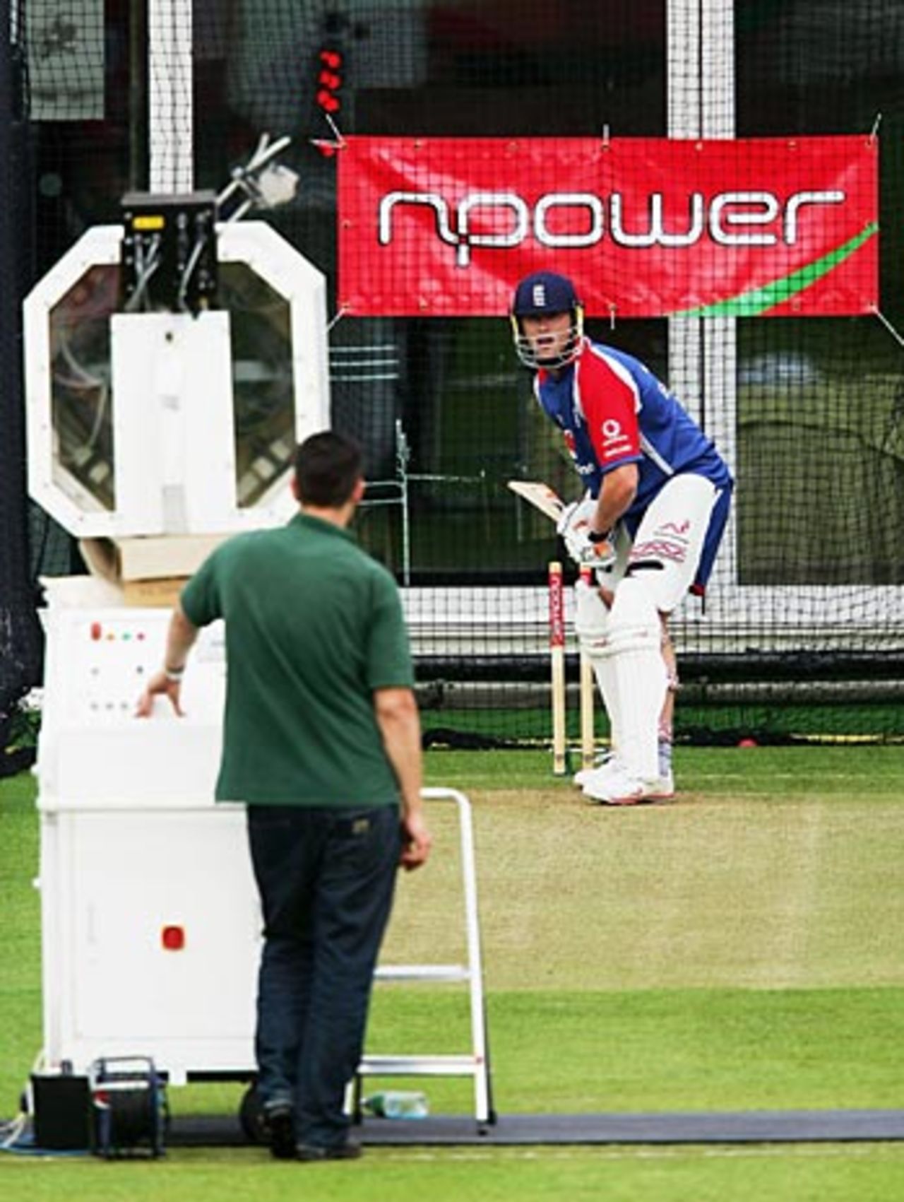 Andrew Flintoff faces the bowling machine, Lord's, May 9, 2006