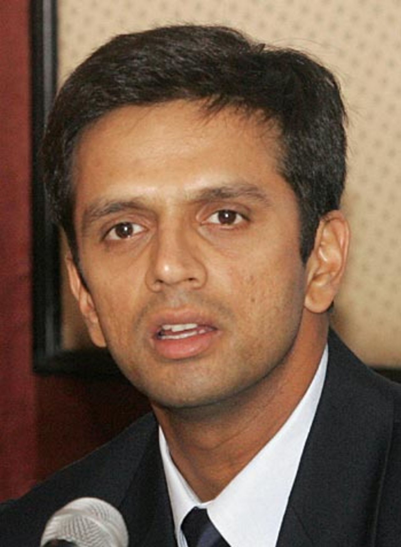 Rahul Dravid addresses the media prior to India's departure for the Caribbean, Mumbai, May 11, 2006