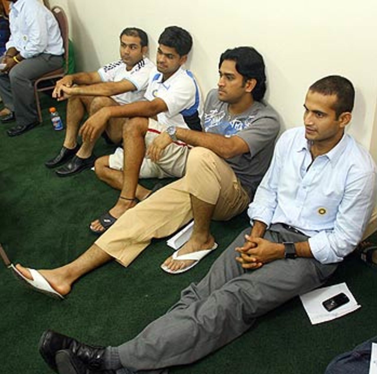 Members of the Indian team shortly after arriving in Kingston, Kingston, Jamaica, May 13, 2006