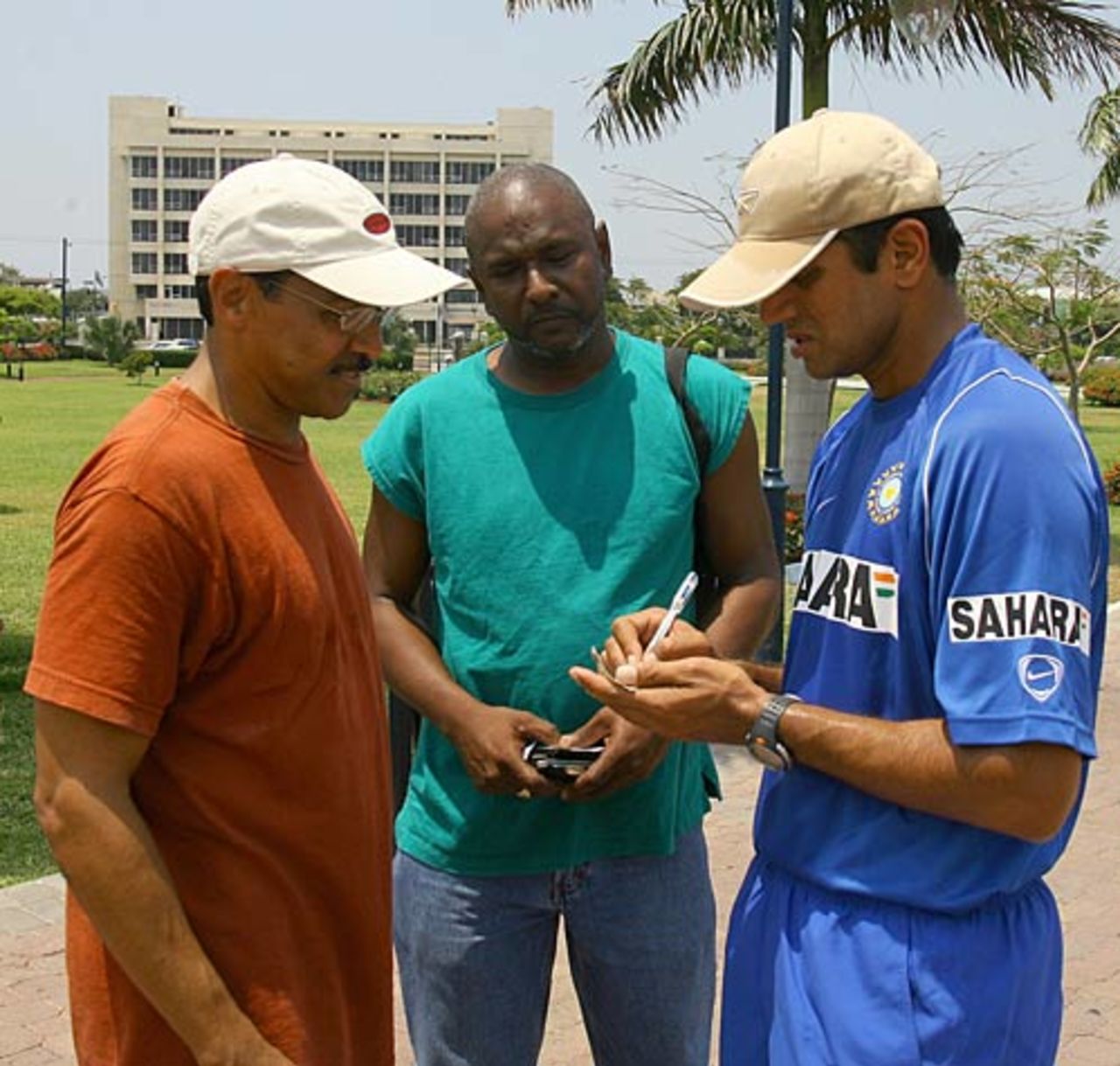 Rahul Dravid signs an autograph after India's training session, Kingston, May 13, 2006