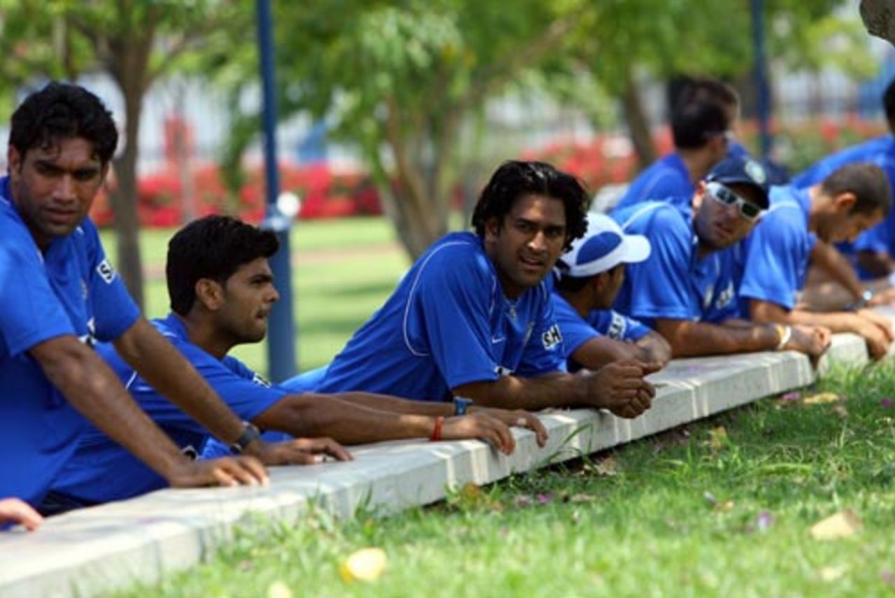 The Indian squad take a breather, Kingston, May 13, 2006