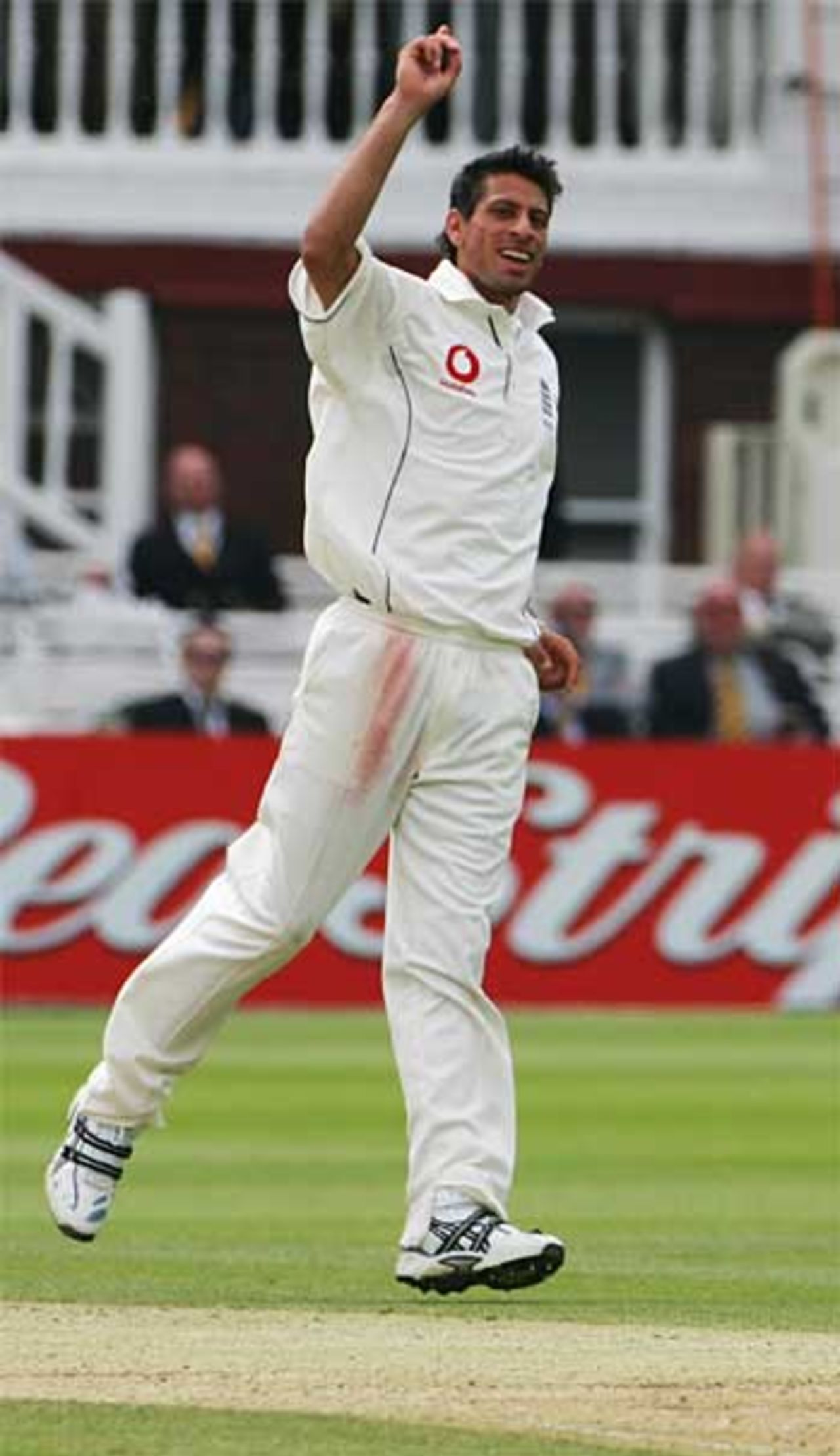 Sajid Mahmood celebrates the first of a quick double, England v Sri Lanka, 1st Test, Lord's, May 14, 2006