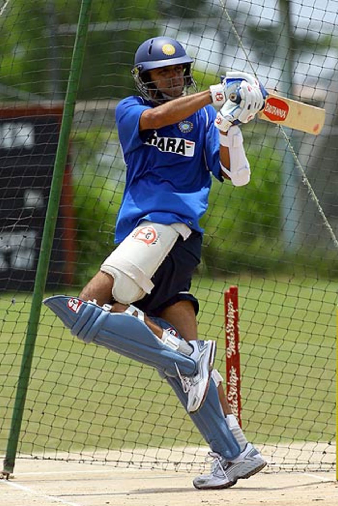 Rahul Dravid bats in the nets during the Indian team's practice session in Spanish Town, May 14,  2006