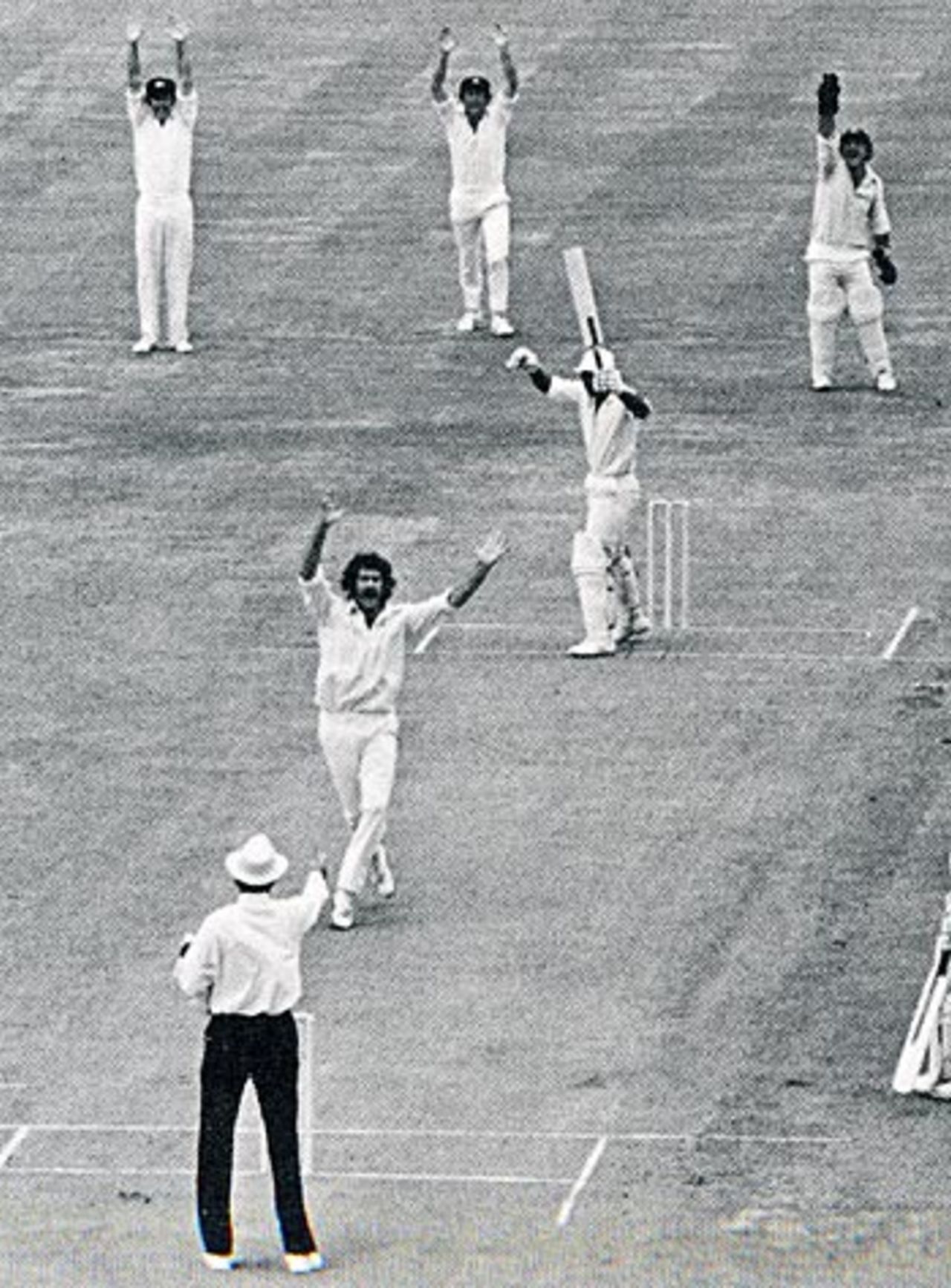 Gordon Greenidge is out to the ninth ball of the series, lbw to Dennis Lillee, Australia v West Indies, 1st Test, Brisbane, November 29, 1975