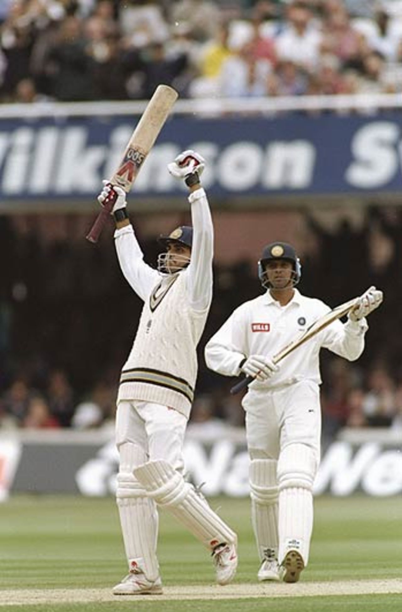 Sourav Ganguly celebrates his hundred on debut, England v India, Lord's, June 1996