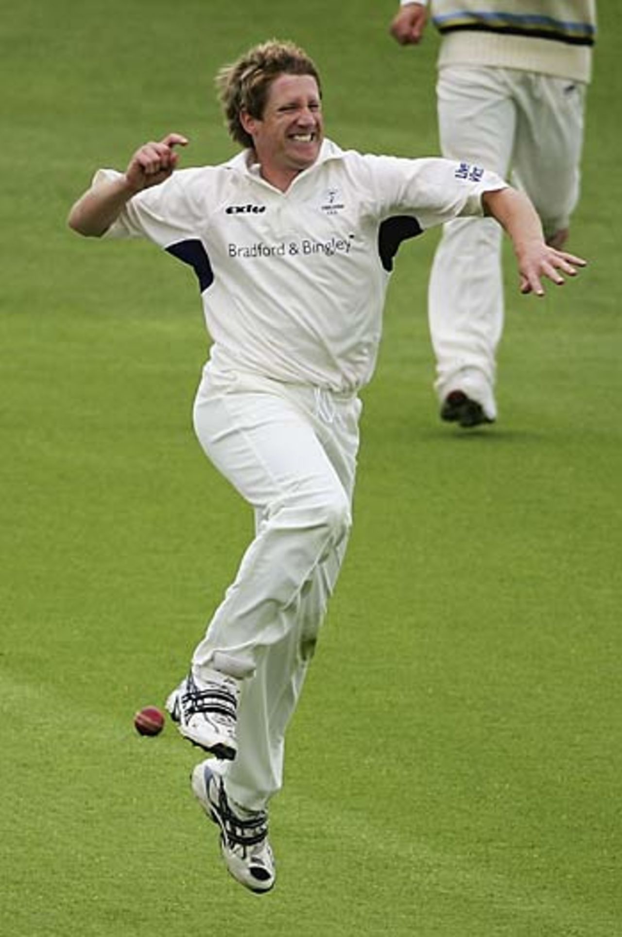 John Blain celebrates the wicket of Brad Hodge, Yorkshire v Lancashire, Headingley, May 16, 2006 