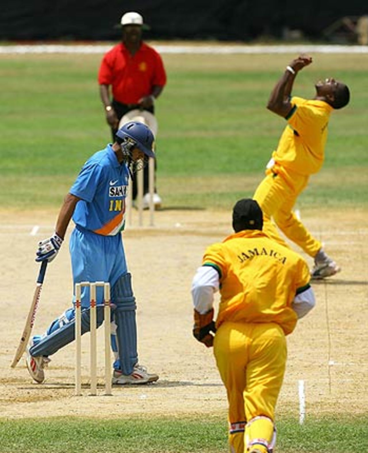 Andrew Richardson nails Rahul Dravid lbw during India's warm-up match against Jamaica, Jamaica v Indians, Montego Bay, May 16, 2006