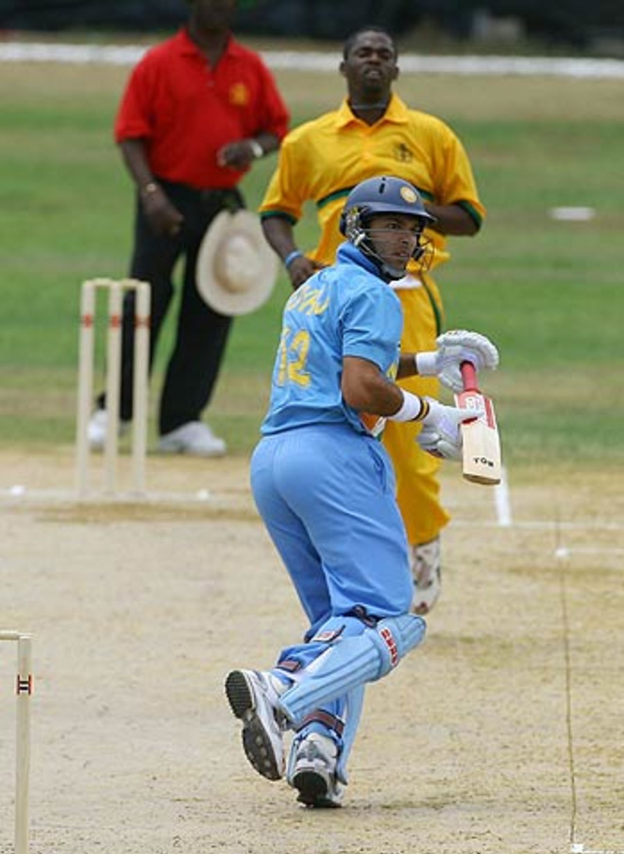 Yuvraj Singh gets off the mark during India's warm-up match against Jamaica, Jamaica v Indians, Montego Bay, May 16, 2006