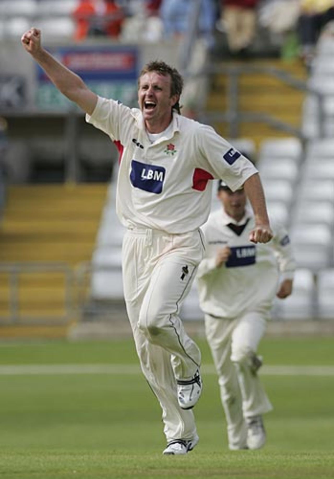 Dominic Cork celebrates the wicket of Craig White, Yorkshire v Lancashire, Headingley, May 18, 2006