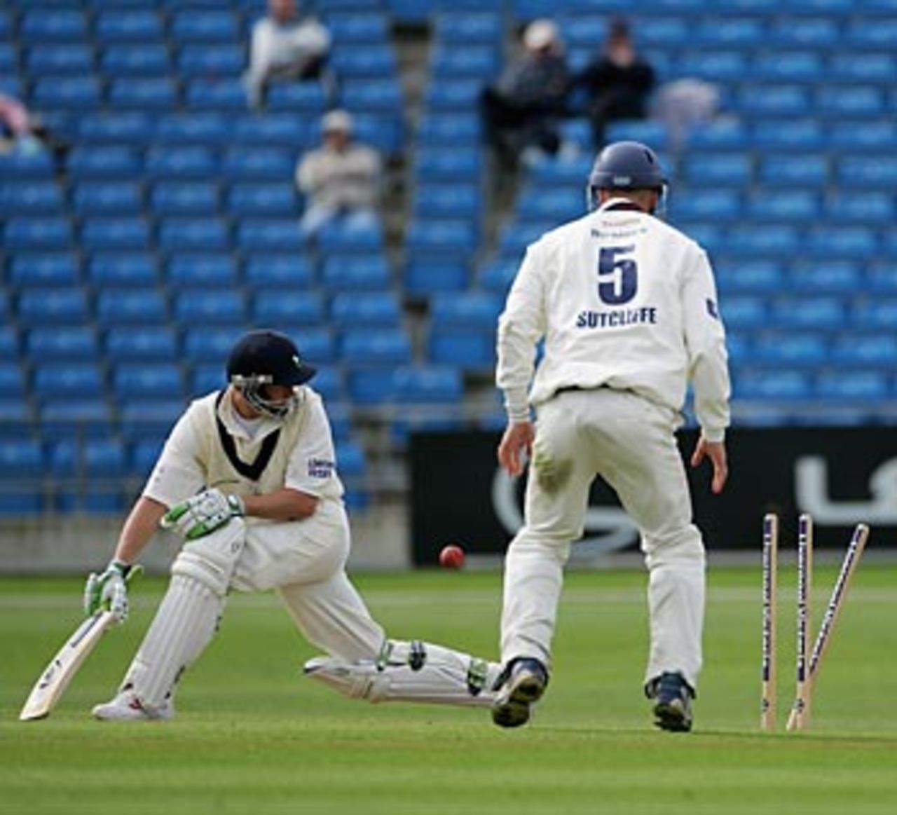 Gerard Brophy is bowled around his legs by Gary Keedy, Yorkshire v Lancashire, Headingley, May 18, 2006