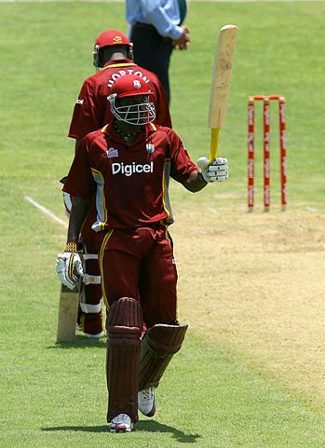 Chris Gayle celebrates a rollicking fifty as West Indies get off to a flier at the Sabina Park, West Indies v India, 1st ODI, Kingston, May 18, 2006