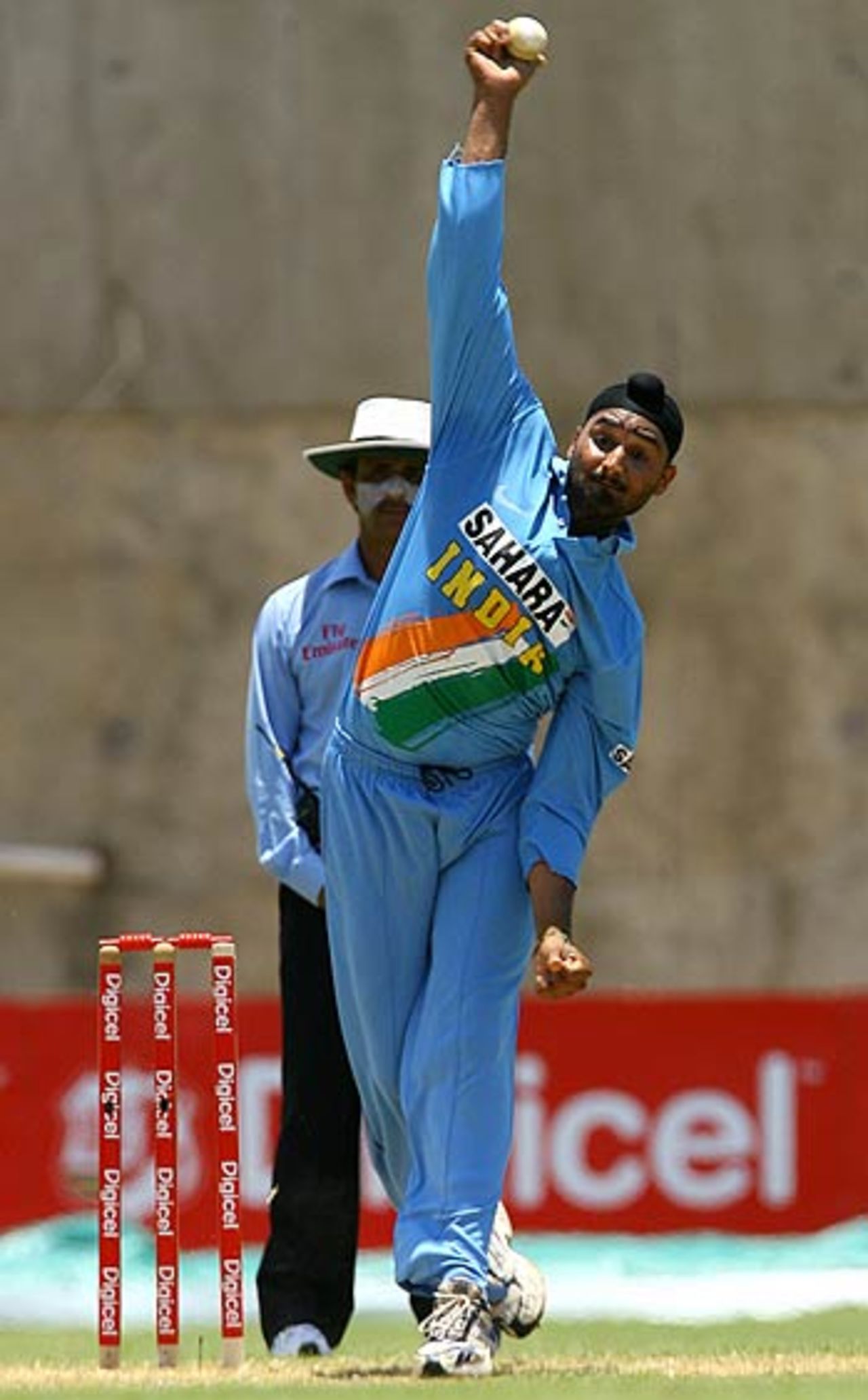 Harbhajan Singh continued his good run in the West Indies with a fine spell at Kingston, West Indies v India, 2nd ODI, Kingston, May 20, 2006