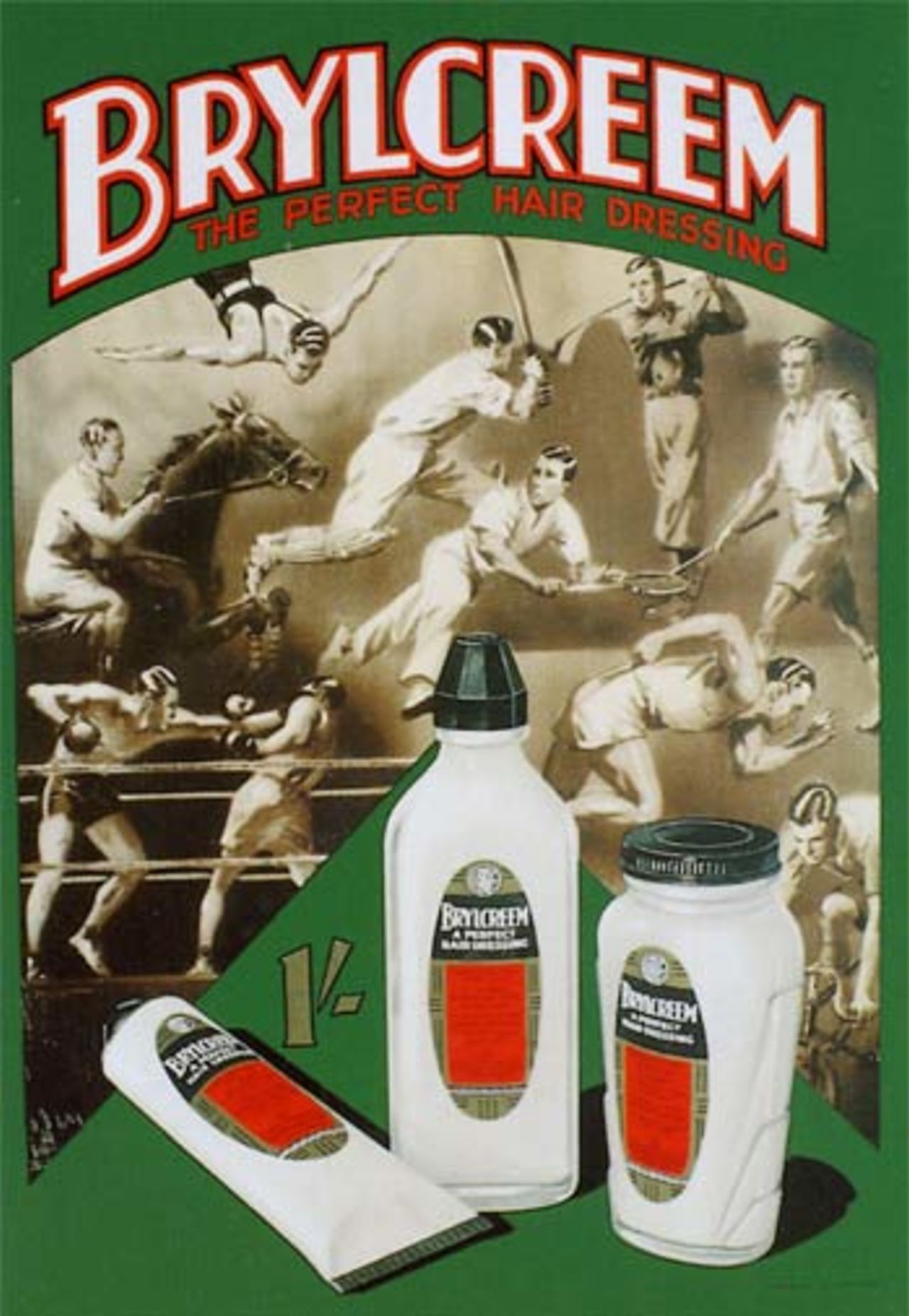 1930s Brylcreem advertisment featuring sportsmen