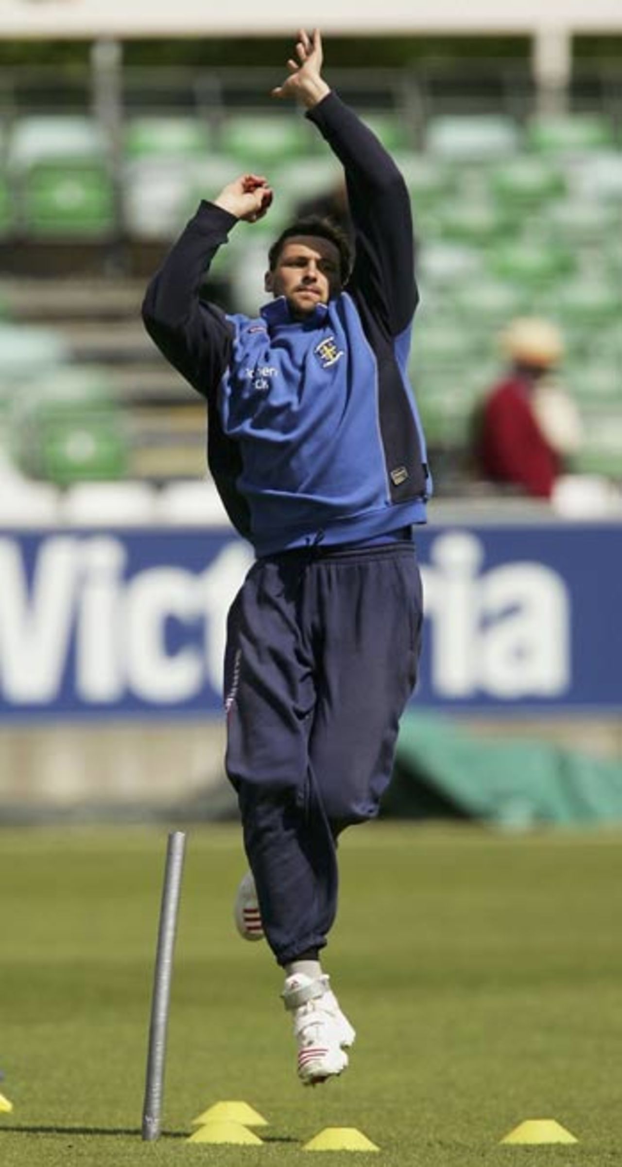 Steve Harmison warms up during a practice session, Durham v Sussex, Chester-le-Street, May 23, 2006