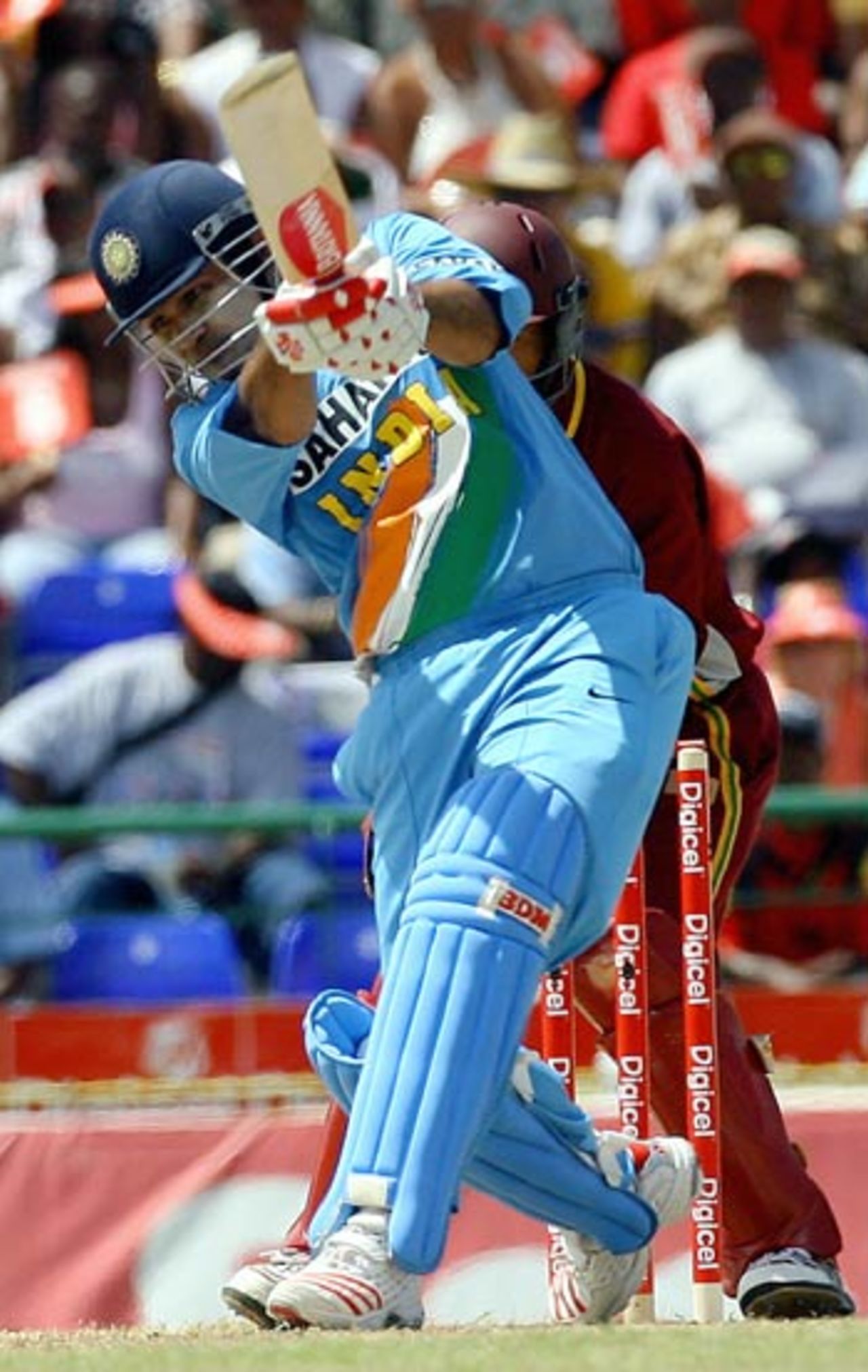 Virender Sehwag on the drive, West Indies v India, 3rd ODI, St Kitts, May 23, 2006