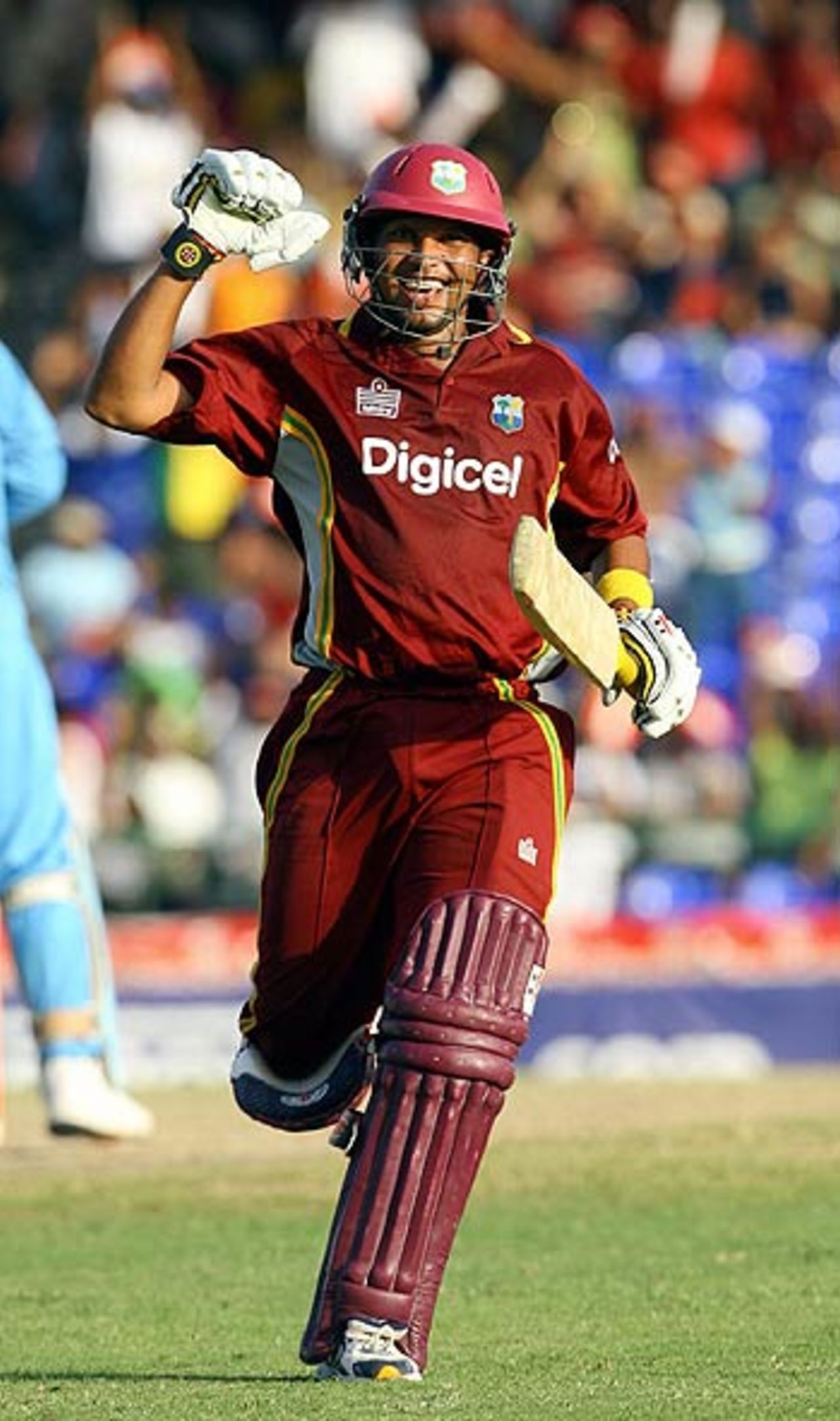 Ramnaresh Sarwan celebrates sealing the 3rd ODI for West Indies, West Indies v India, 3rd ODI, St Kitts, May 23, 2006