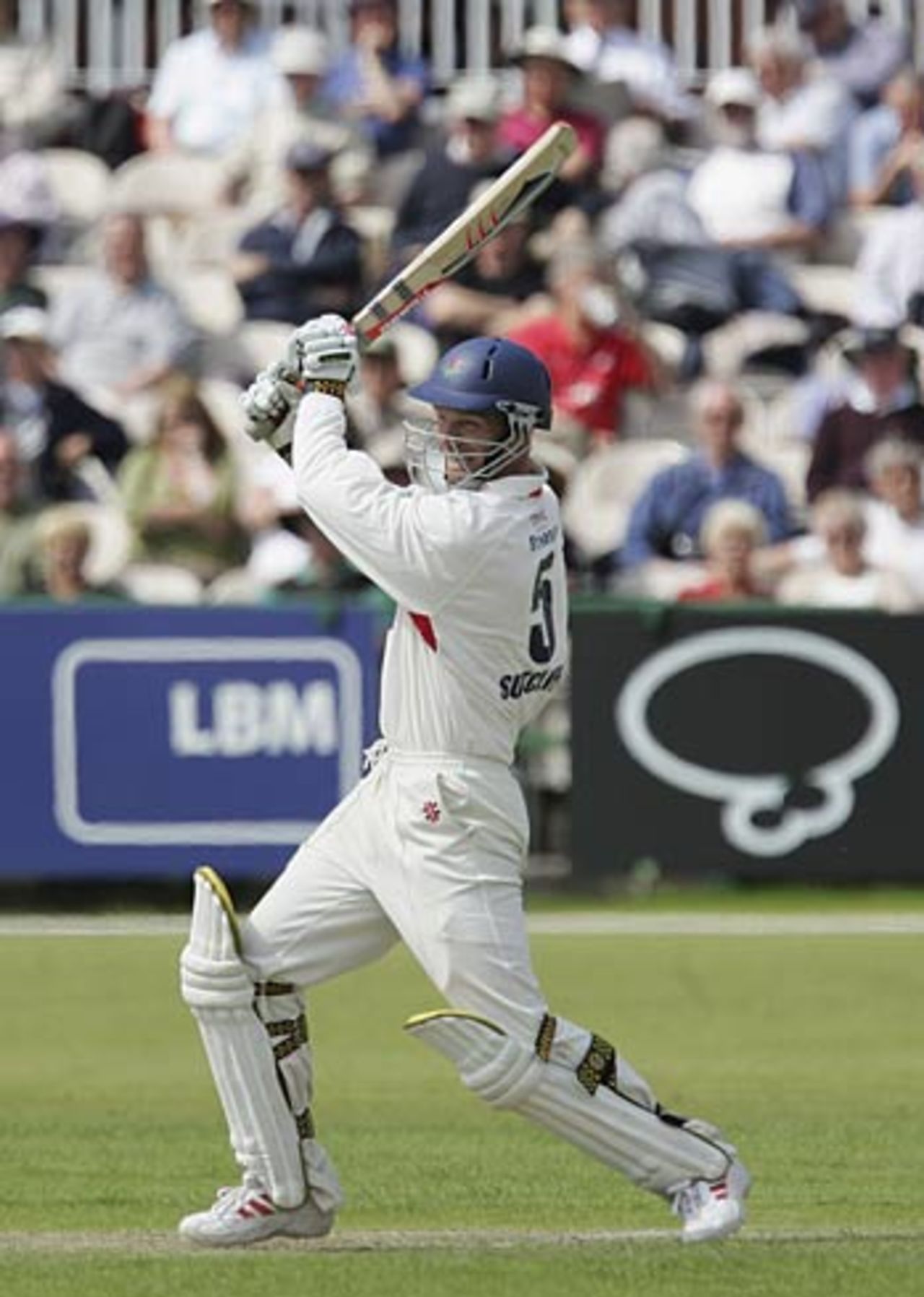 Iain Sutcliffe powers a booming drive, Lancashire v Nottinghamshire, County Championship, Old Trafford, May 25, 2006