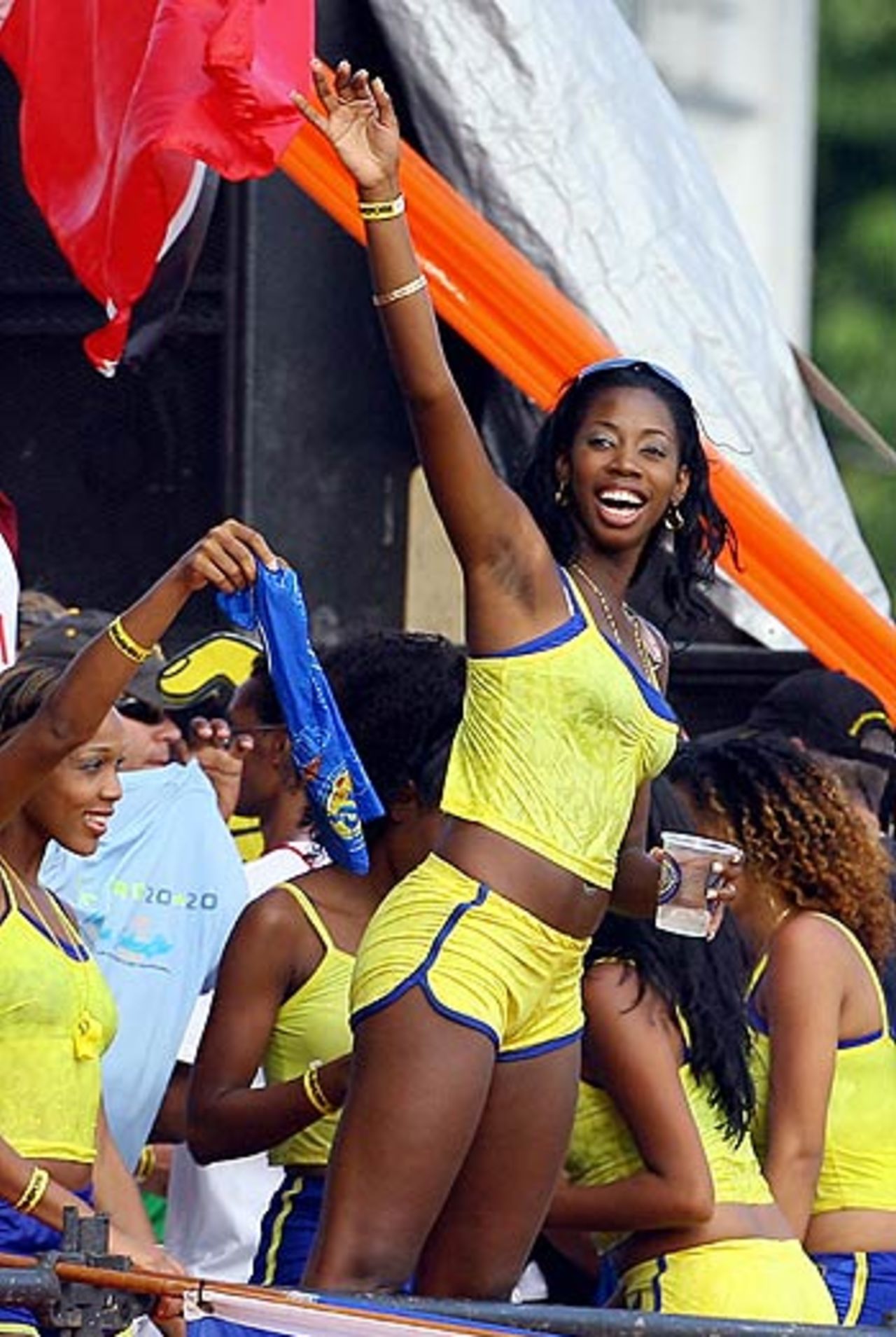 A West Indian supporter cheers her side on, West Indies v India, 4th ODI, Trinidad, May 26, 2006