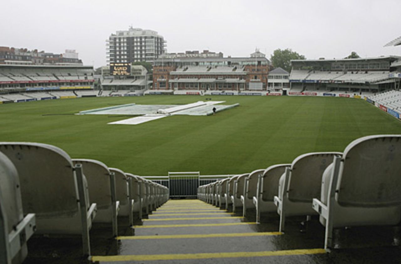 A very dark, damp-looking Lord's as Middlesex's match against Warwickshire was called off, County Championship, Lord's, May 27, 2006