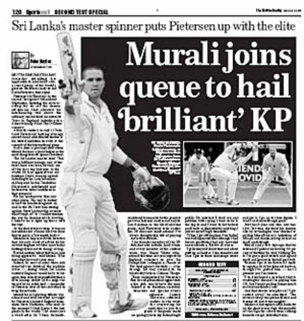 The <I>Mail On Sunday</I> praises Kevin Pietersen, England v Sri Lanka, 2nd Test, Edgbaston, May 28, 2006