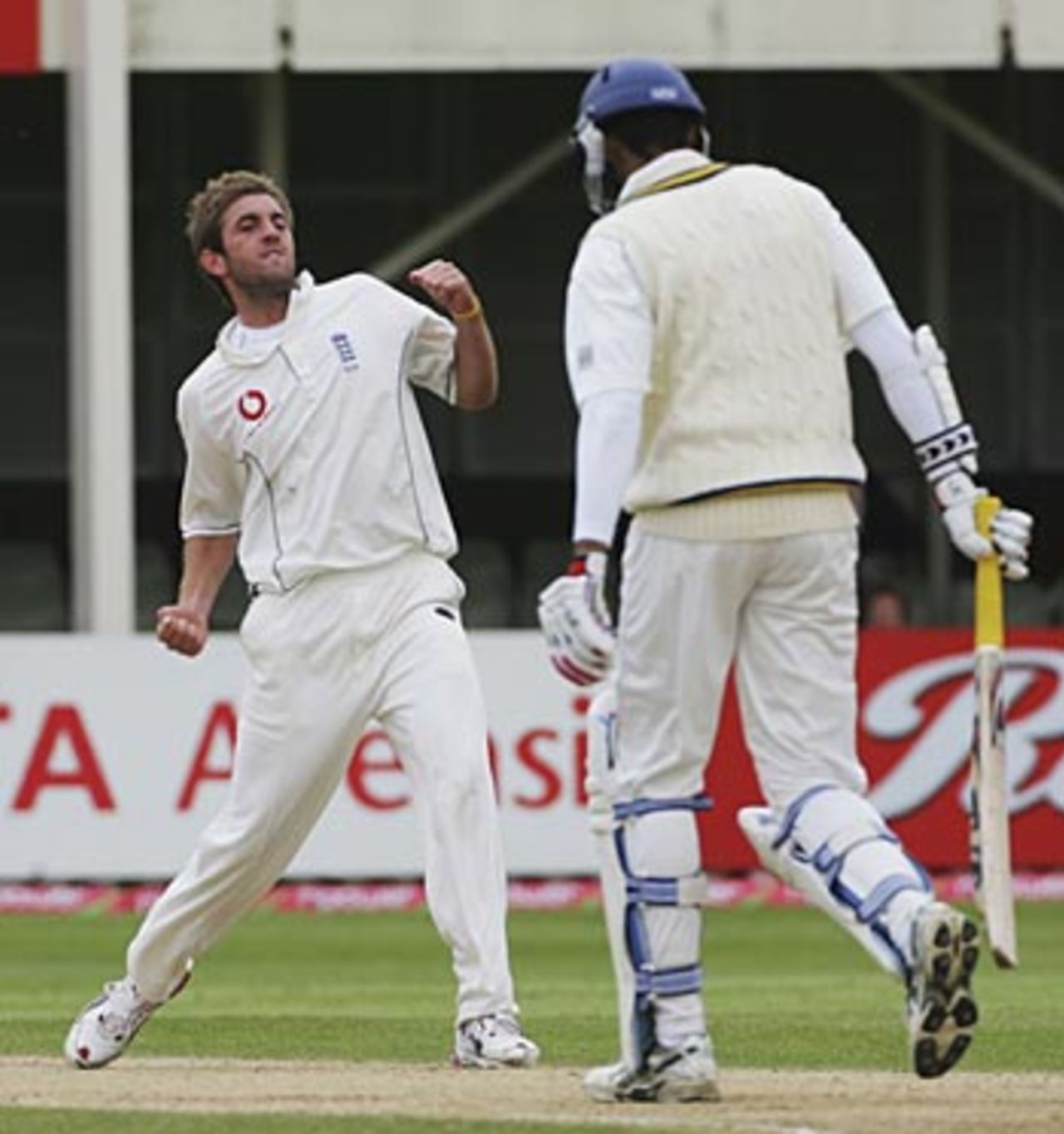 Liam Plunkett celebrates the key wicket of Michael Vandort, England v Sri Lanka, 2nd Test, Edgbaston, May 28, 2006