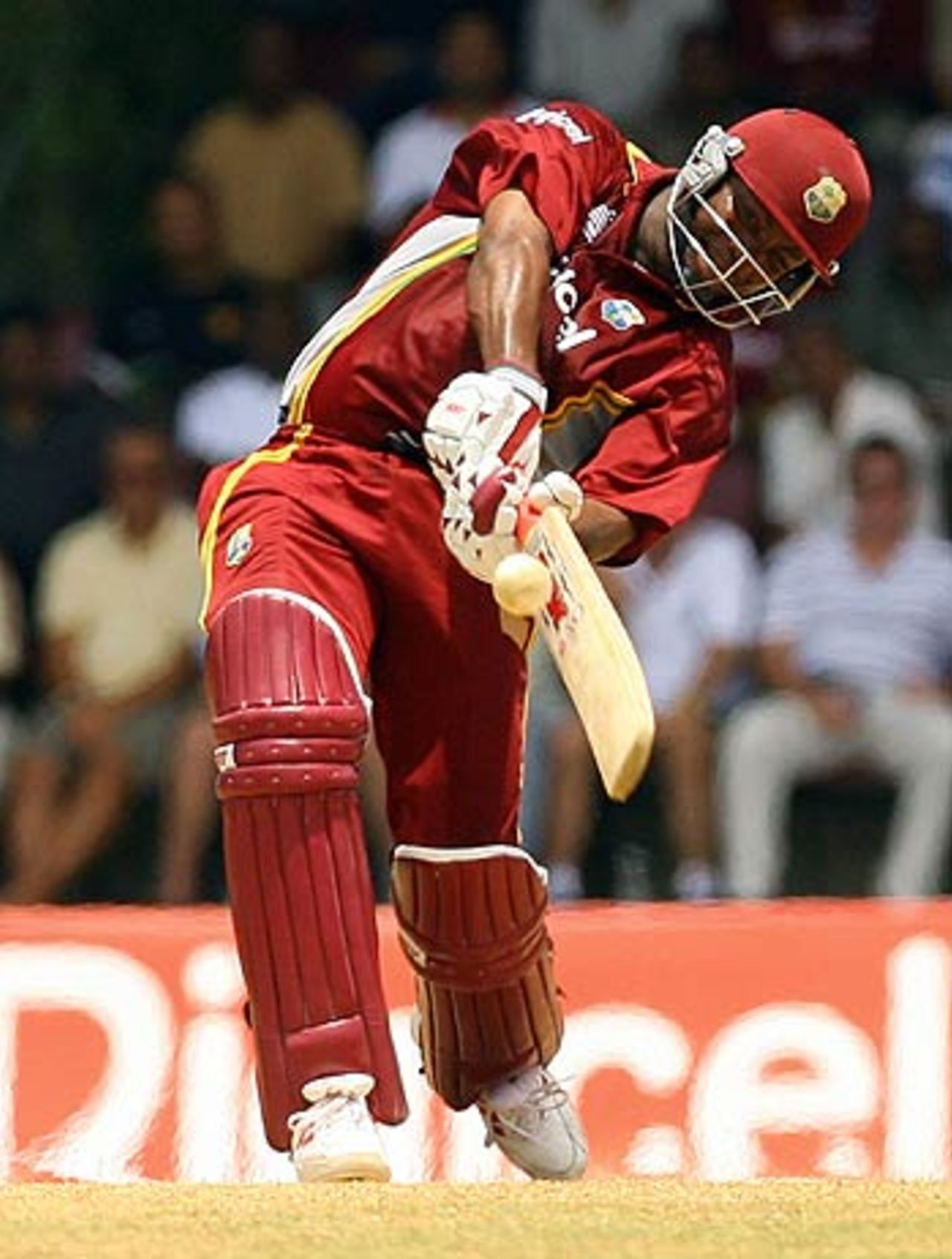 Brian Lara launches into a six for possibly the last time in Trinidad, West Indies v India, 5th ODI, Trinidad, May 28, 2006